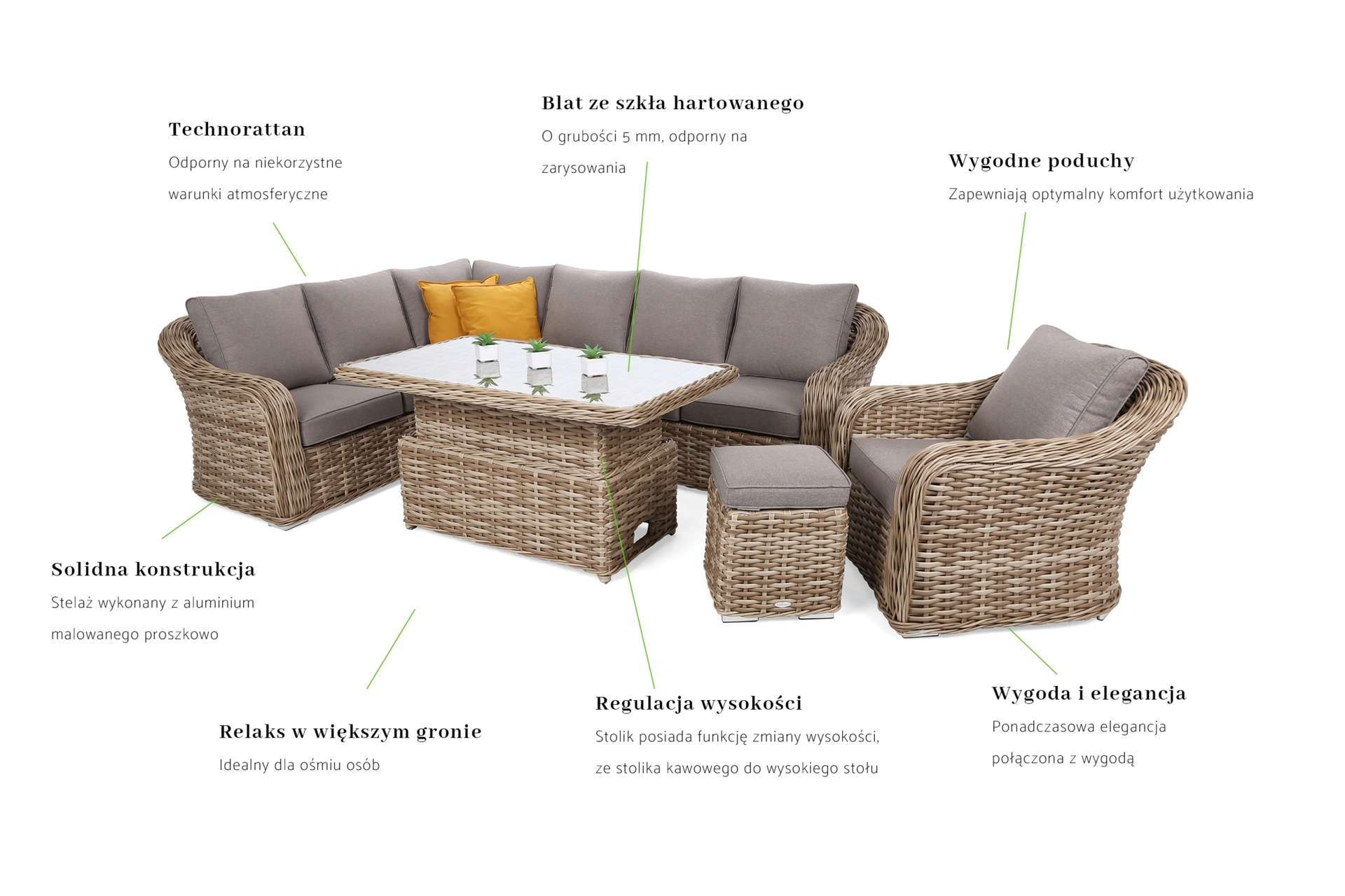 Narożny zestaw mebli ogrodowych Foggia Beige / Beige Melange