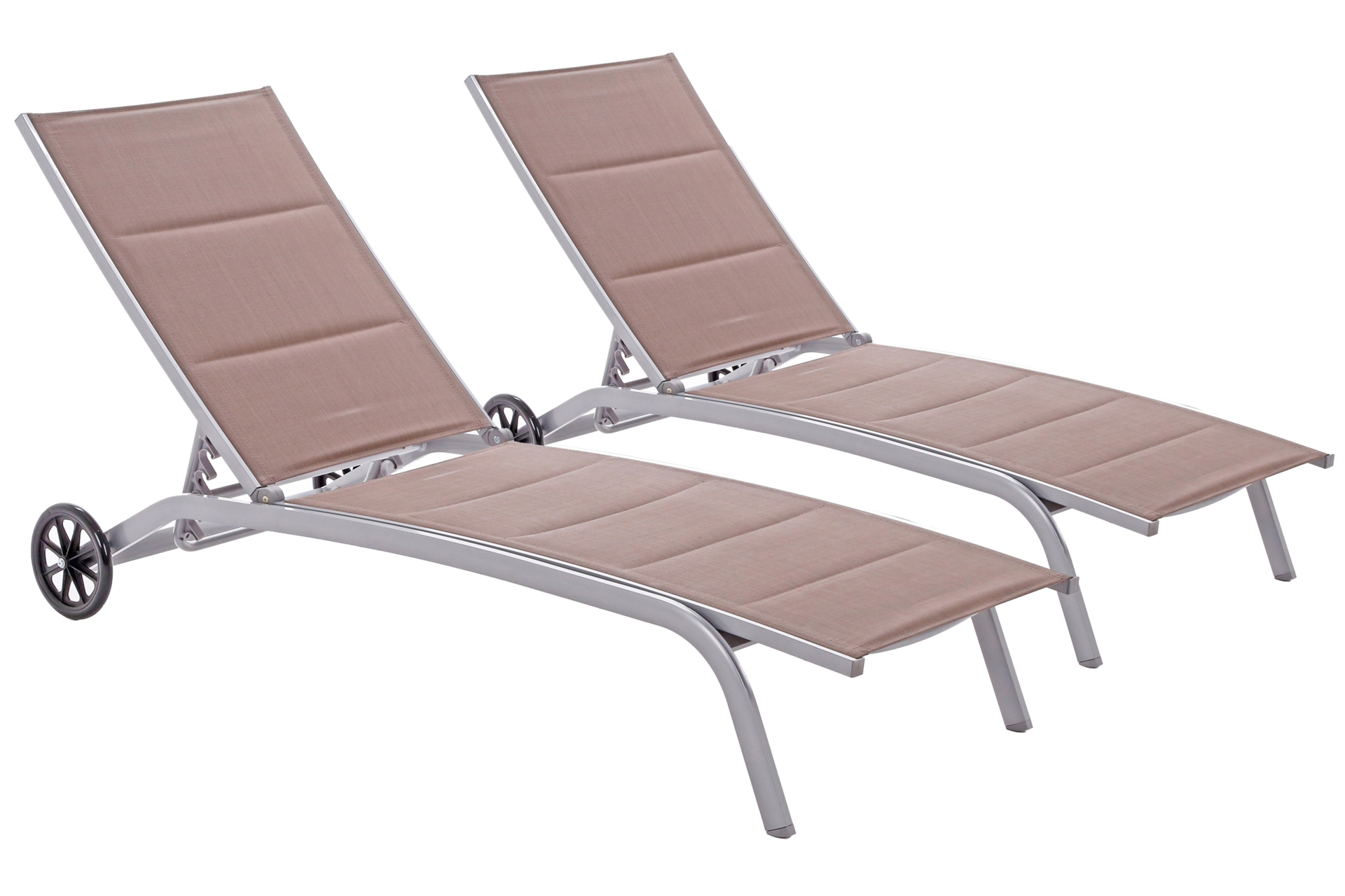 Zestaw leżaków ogrodowych aluminiowych Ibiza Silver / Taupe