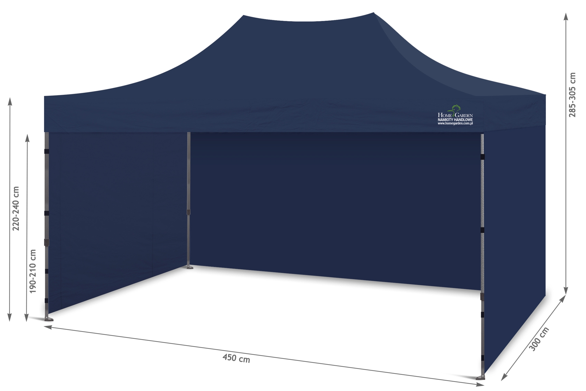 Namiot handlowy 450 x 300 cm granatowy