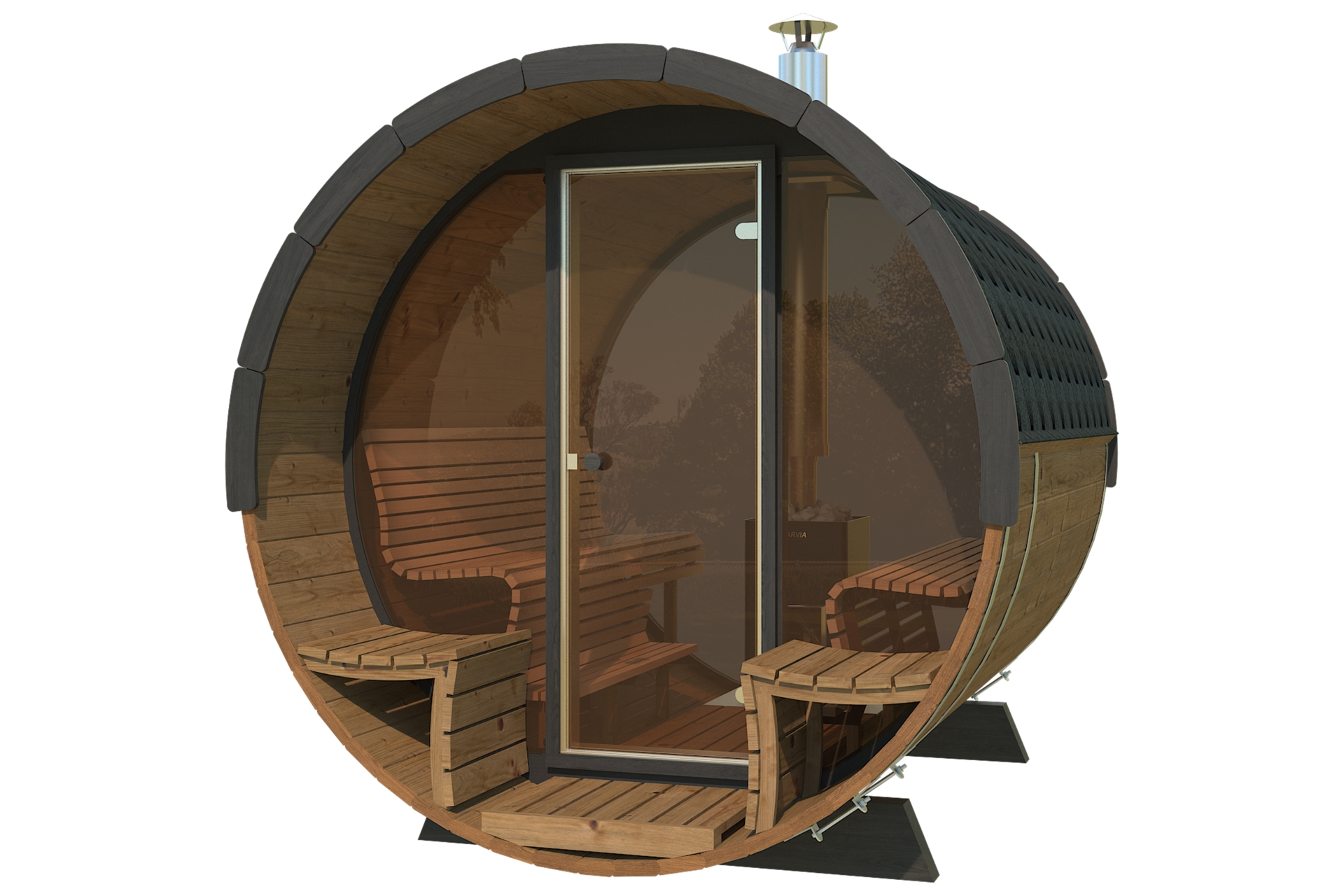 Sauna fińska zewnętrzna Lux Barrelsauna 235 x 280 cm