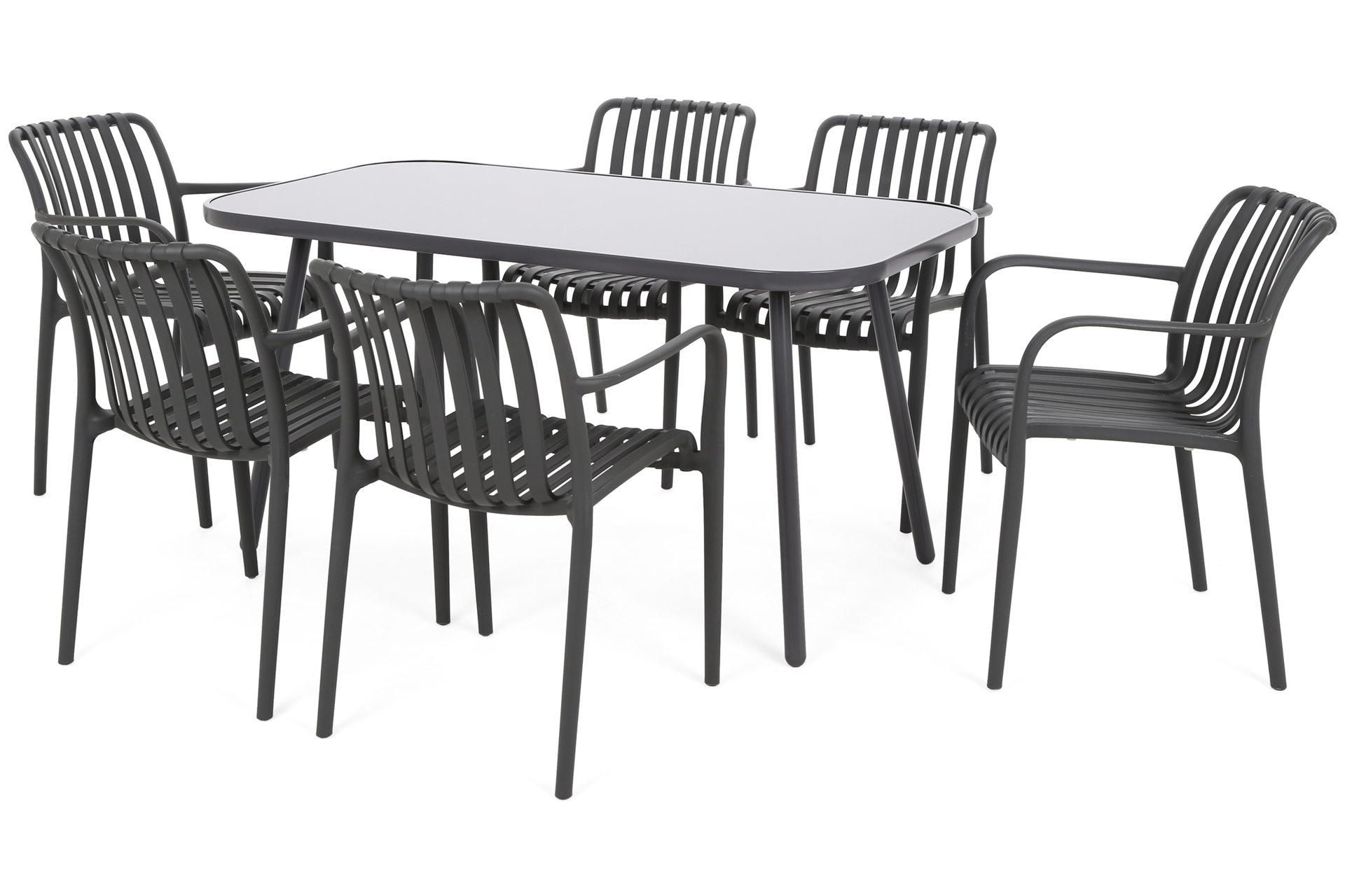 Meble ogrodowe Casablanca 145 cm Grey / Black + Lomi Grey 6+1