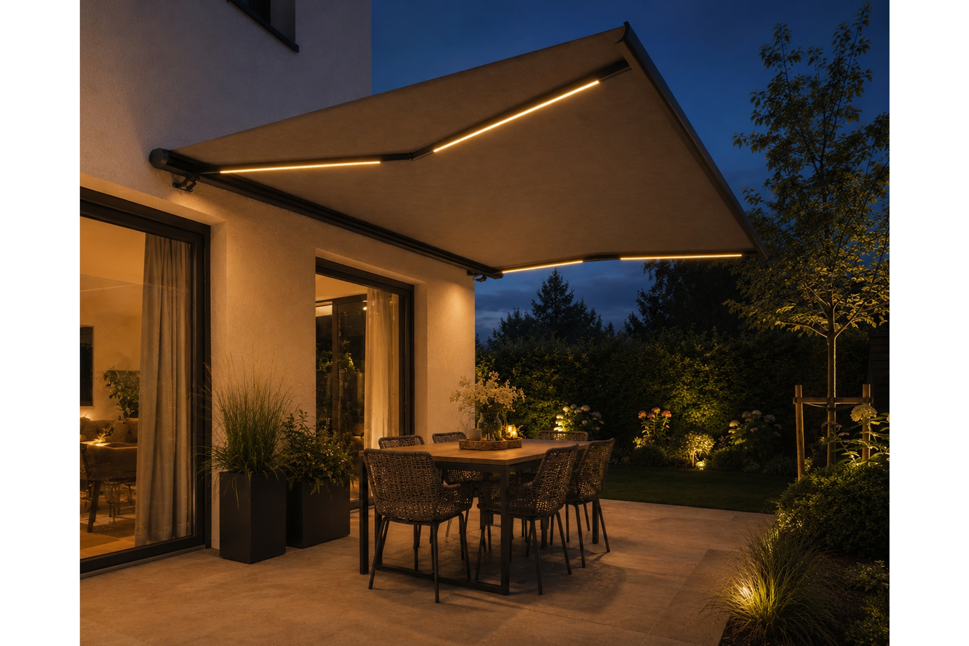 Markiza tarasowa elektryczna Schatler Futura LED 500 x 300 cm z oświetleniem