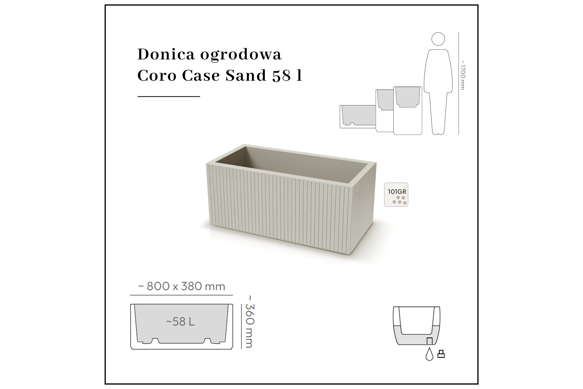 Donica ogrodowa Coro Case Sand 58 l