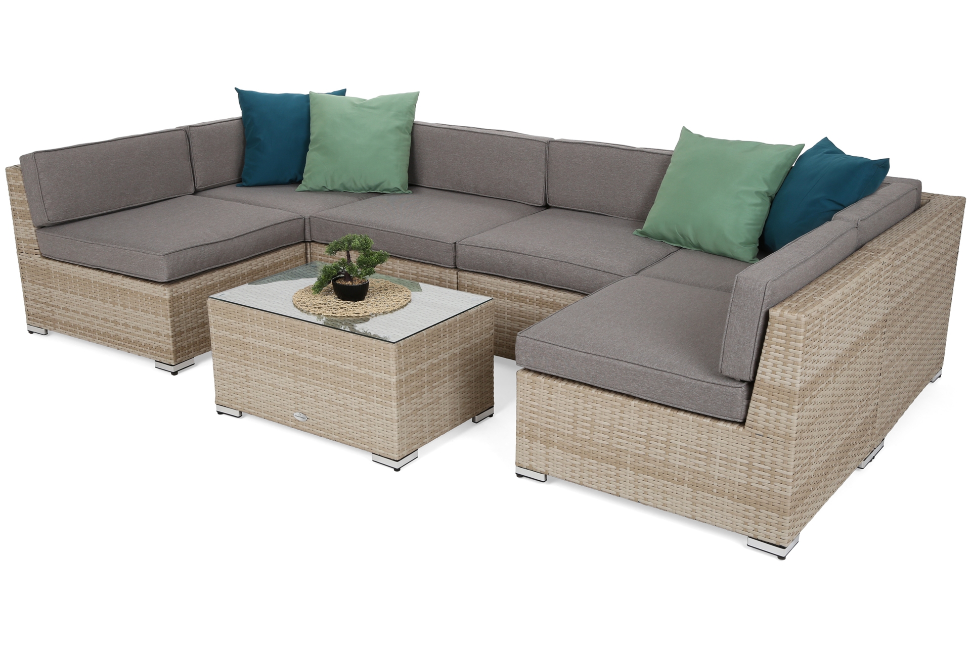 Narożnik modułowy z technorattanu Kansas Maxi Grey / Grey Melange Narożnik modułowy z technorattanu Kansas Maxi Beige / Beige Melange