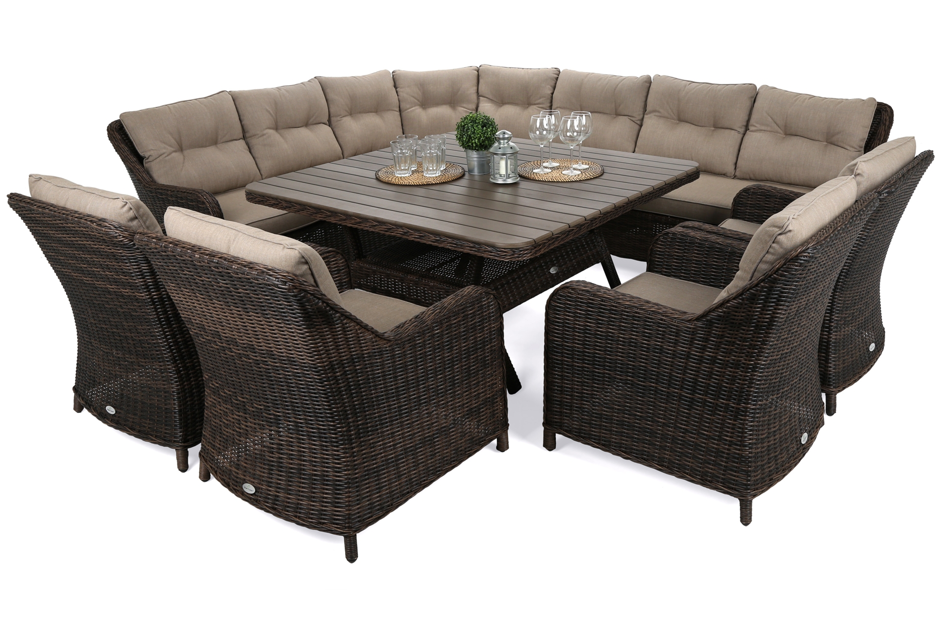 Narożne meble ogrodowe technorattanowe Windsor Brown Mat / Brown Melange