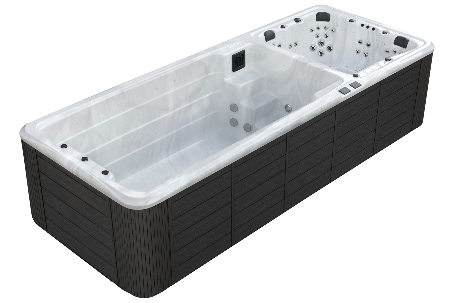 Basen ogrodowy z przeciwprądem i hydromasażem Aquess Wave 590 x 225 cm