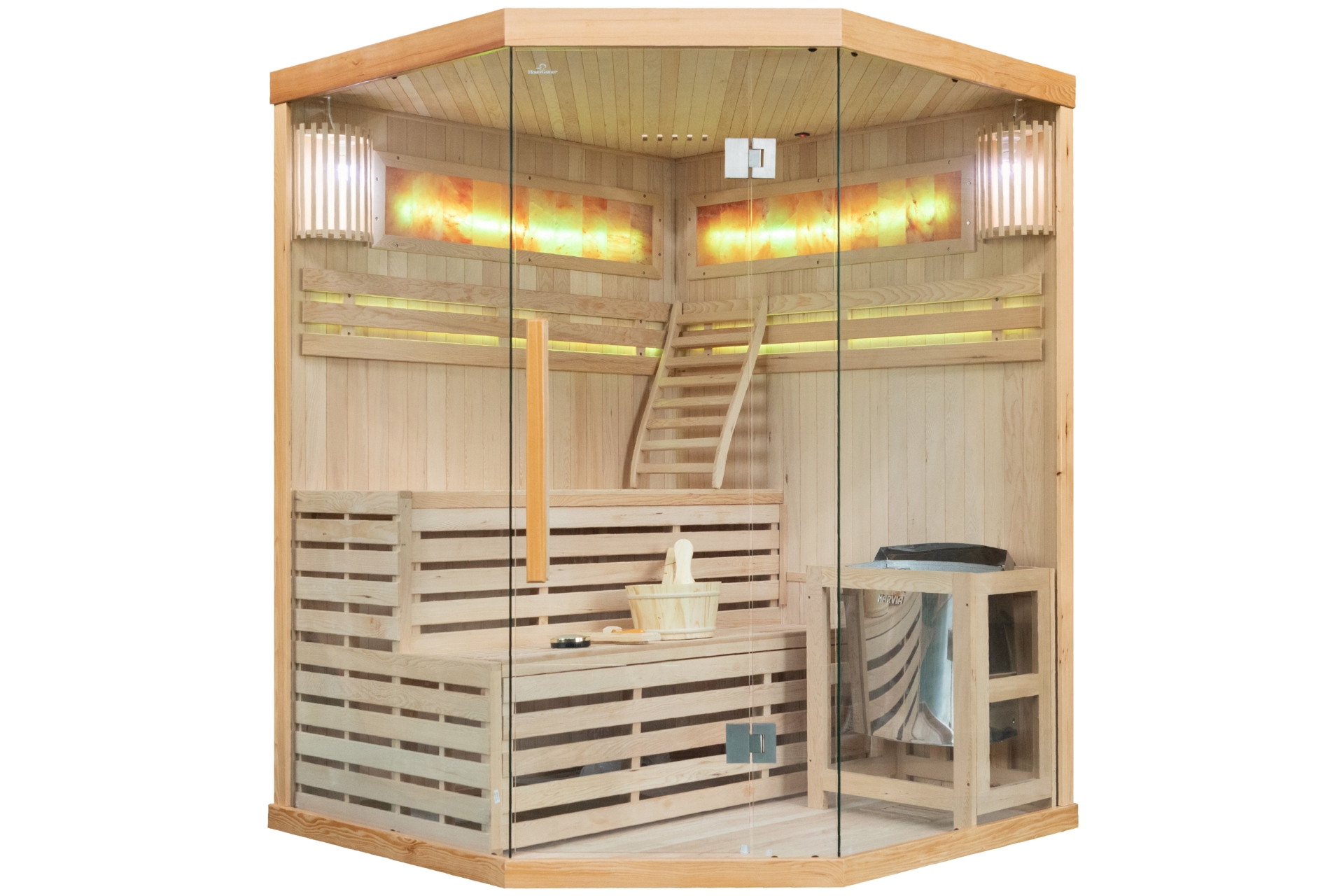 Sauna fińska narożna Nordum Solea 3-osobowa naturalna