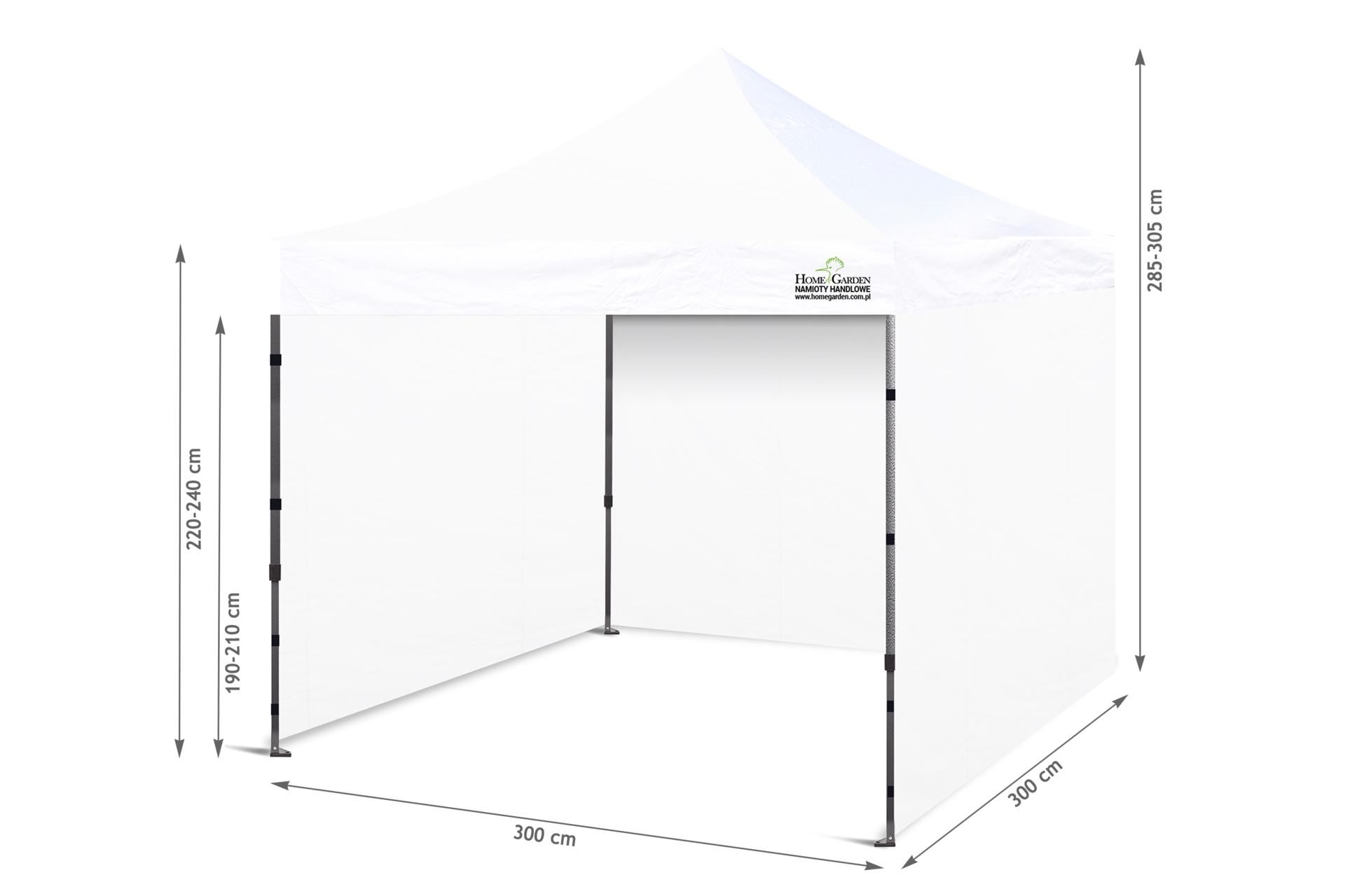 Namiot handlowy 300 x 300 cm biały