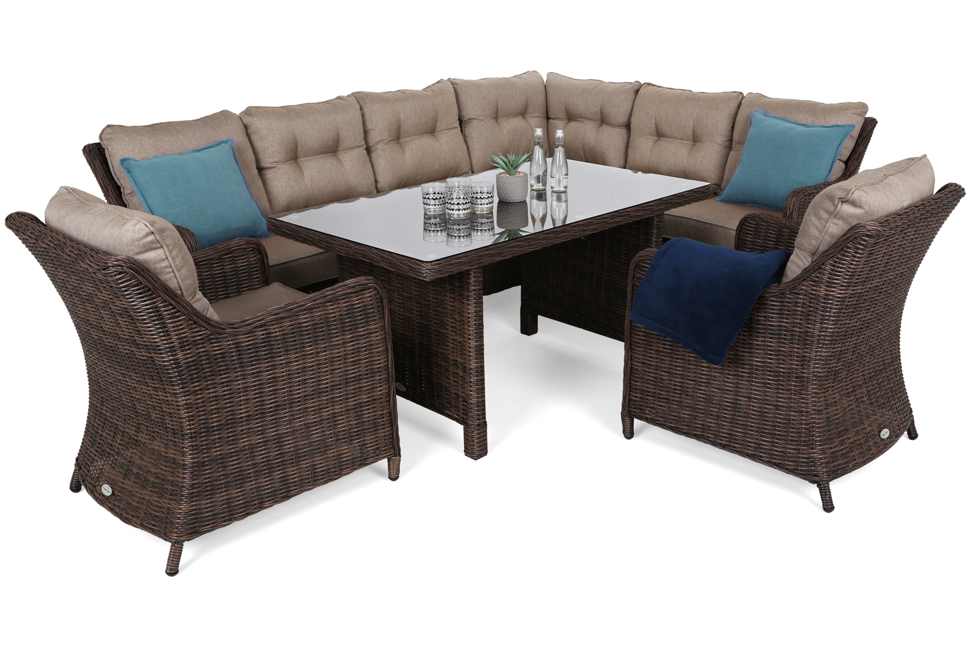 Narożny zestaw mebli ogrodowych prawy California Brown Mat / Brown Melange