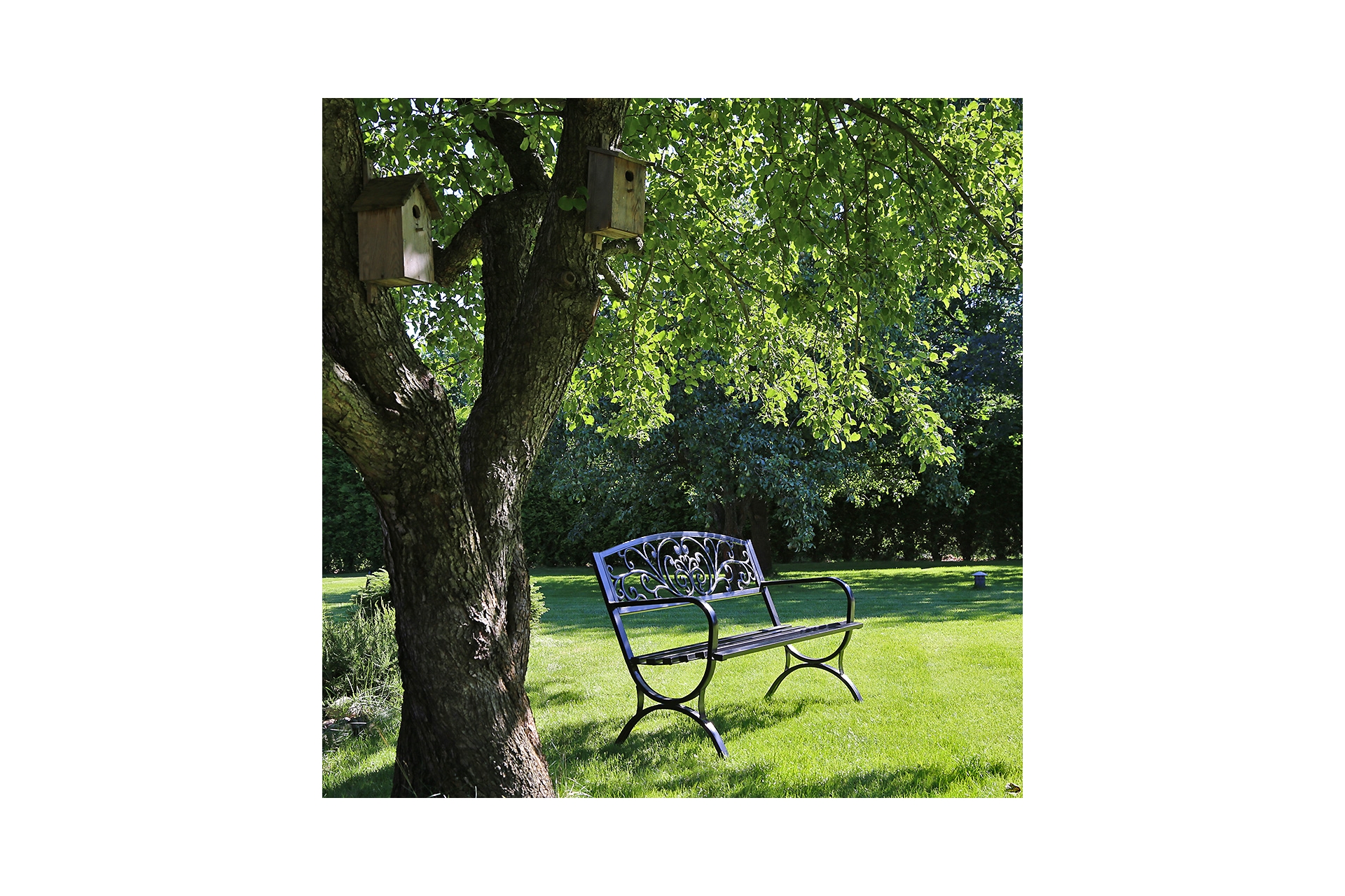 Ławka ogrodowa metalowa Flowers Gold