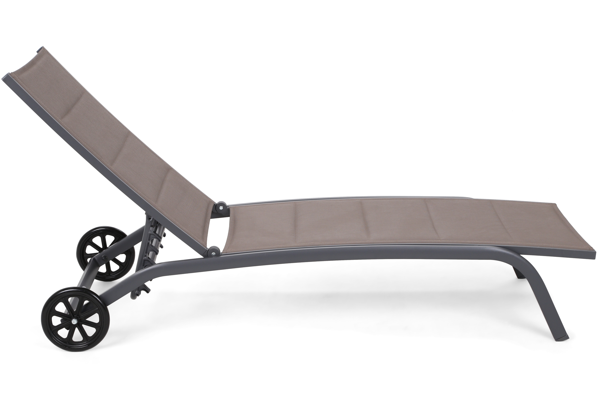Leżak ogrodowy aluminiowy Ibiza - szary - z regulowanym oparciem Leżak ogrodowy aluminiowy Ibiza Grey / Taupe