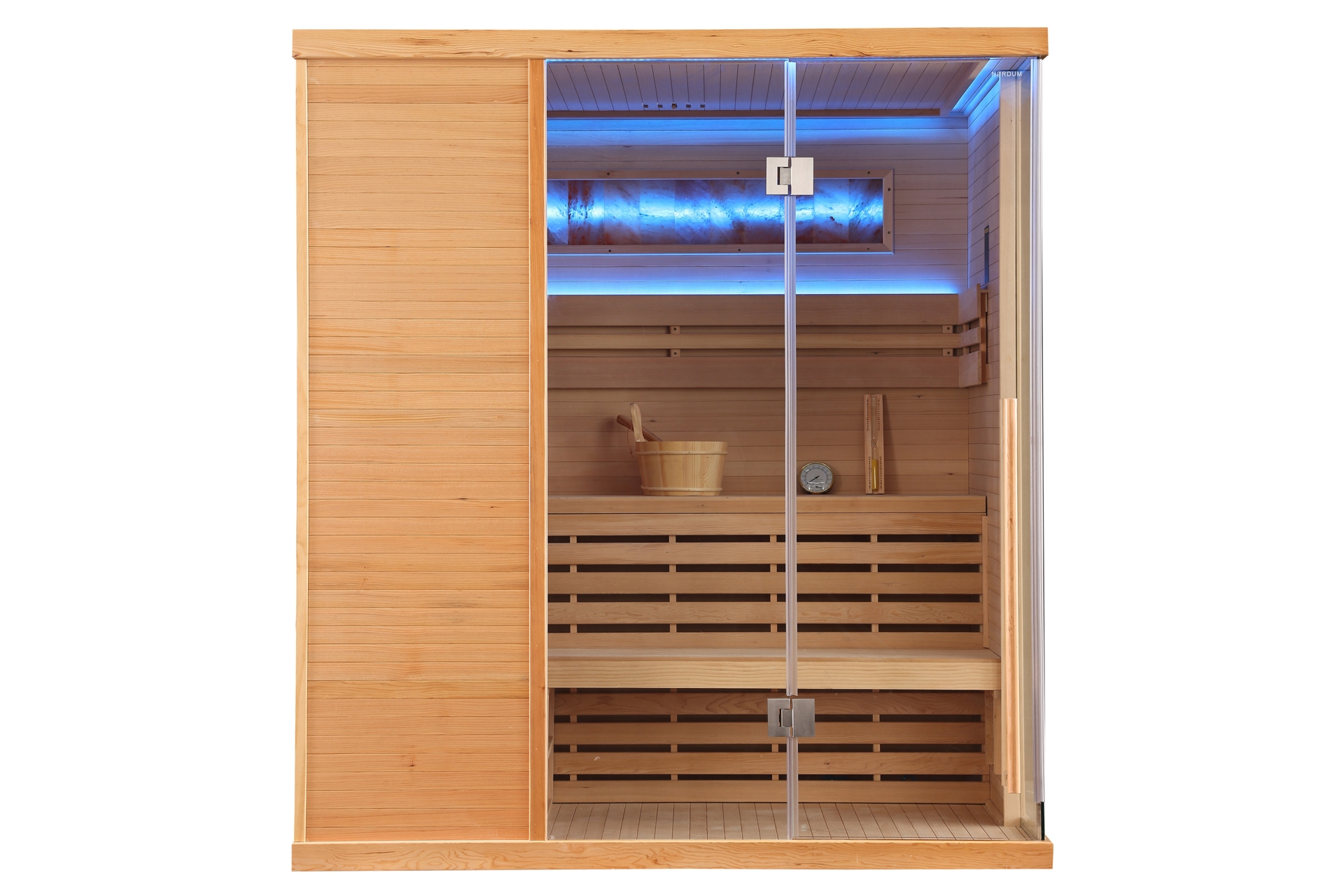 Sauna fińska narożna Nordum Pure One 4-osobowa naturalna