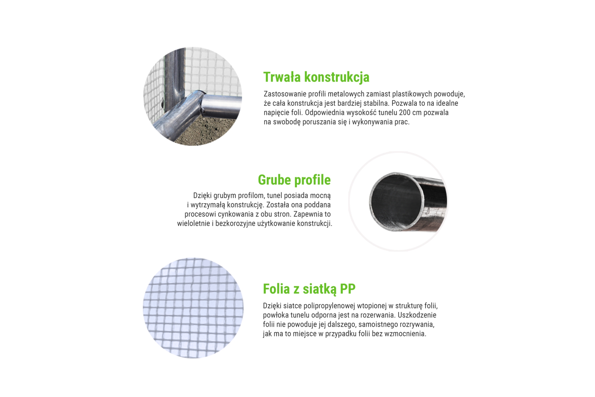 Tunel foliowy 2,5x8 m wzmocniony biały