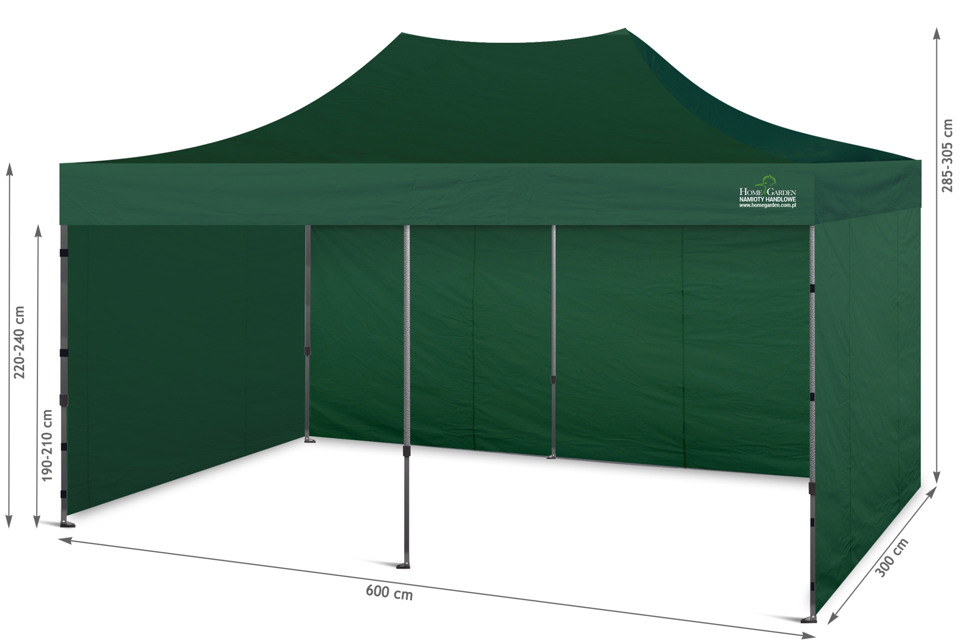Namiot handlowy 600 x 300 cm zielony