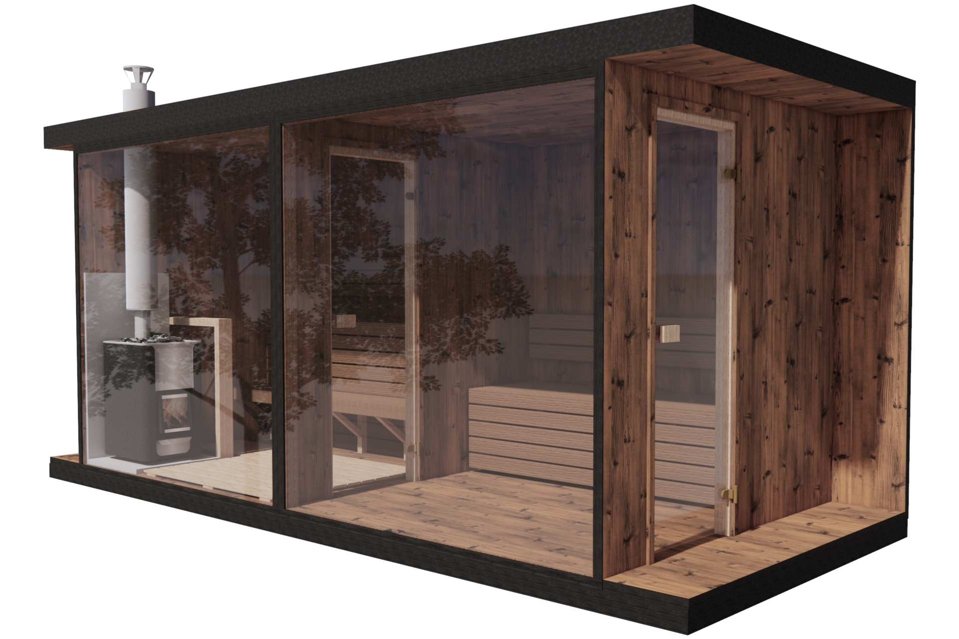 Sauna fińska zewnętrzna TerModula 500 x 210 cm z szatnią