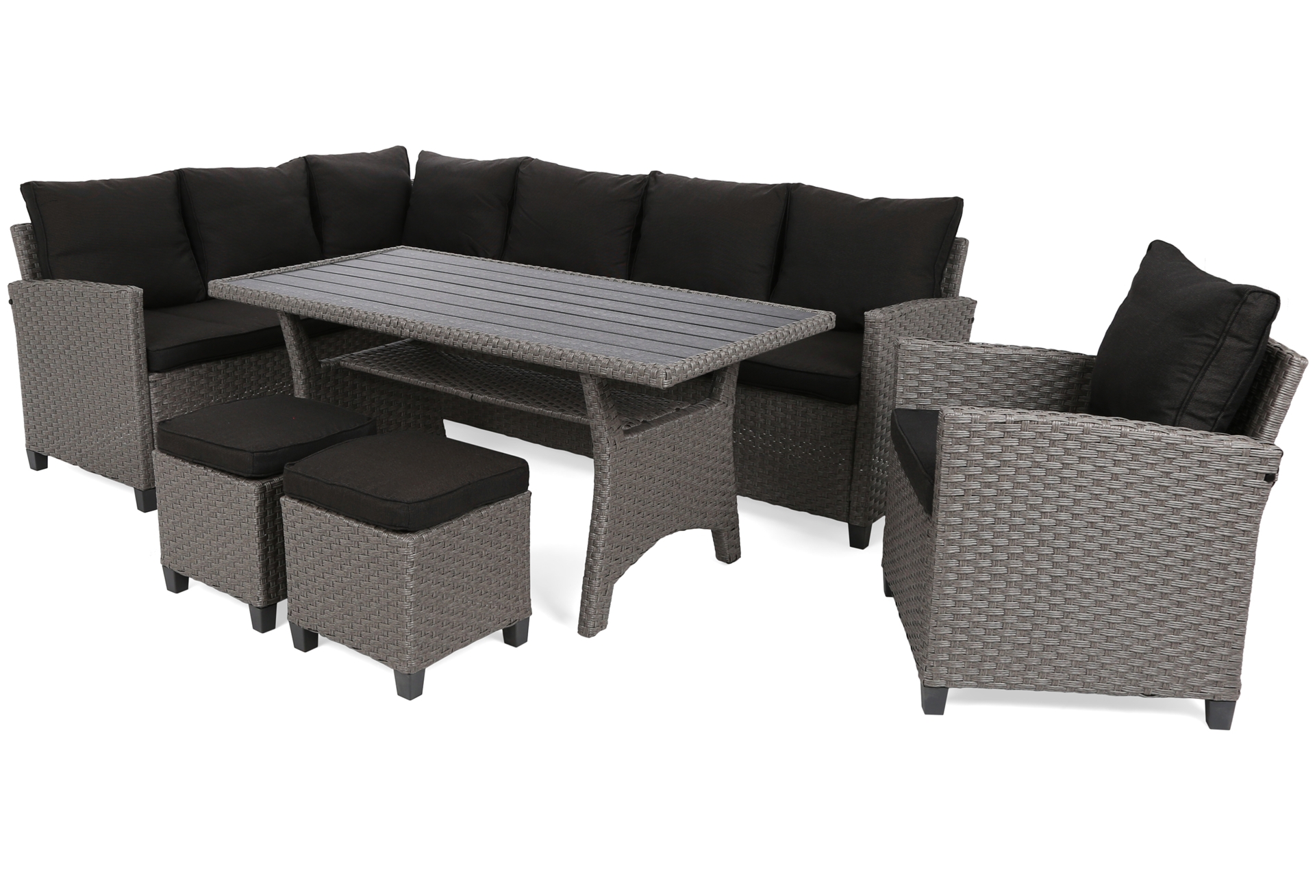 Narożne meble ogrodowe technorattanowe Lagos Muddy Grey / Black Melange