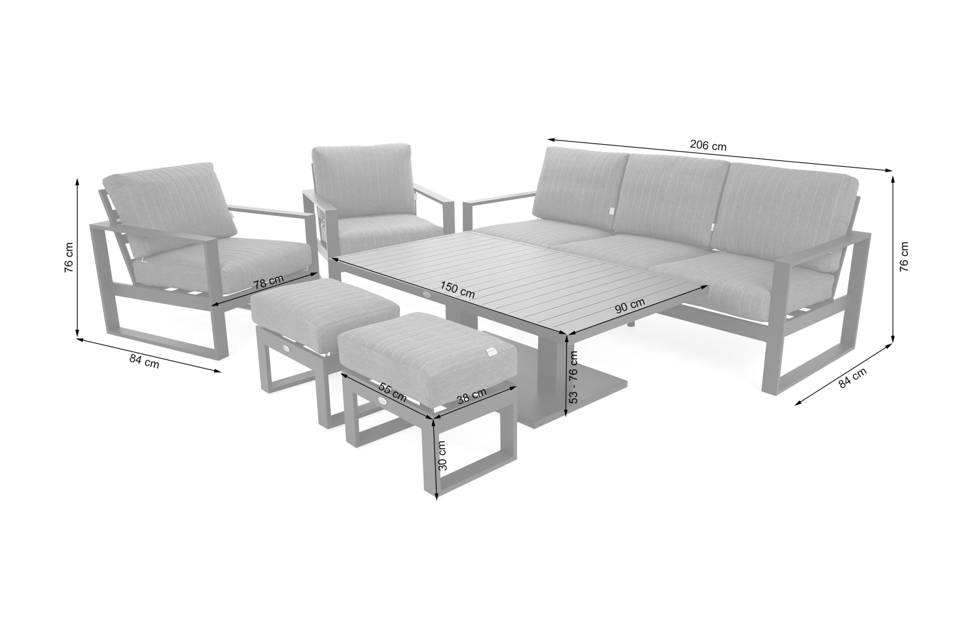 Meble ogrodowe aluminiowe Sorrento Grey / Grey Melange