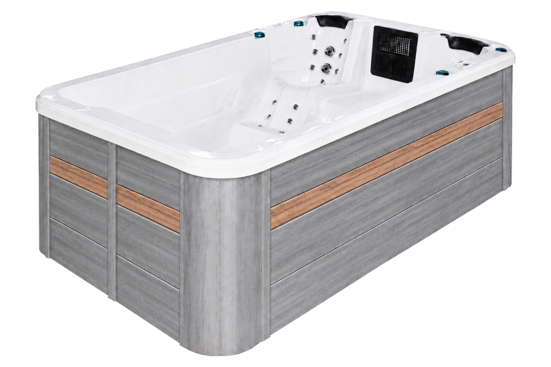 Basen ogrodowy z przeciwprądem i hydromasażem Aquess Aquatic 1 400 x 228 cm Sterling White / Grey