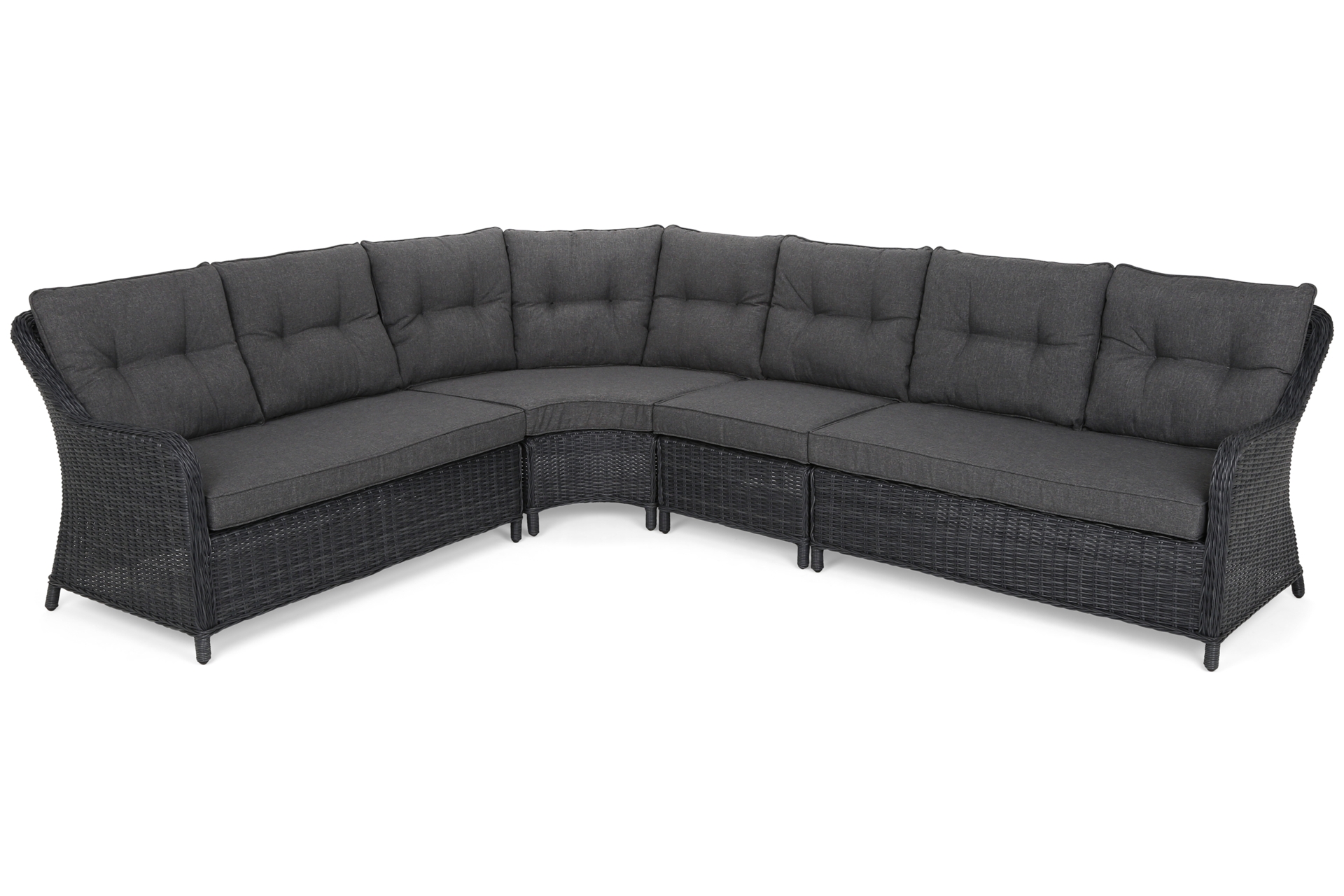 Narożne meble ogrodowe technorattanowe Windsor Grey / Grey Melange - szary - dla 11 osób Narożne meble ogrodowe technorattanowe Windsor Grey / Grey Melange