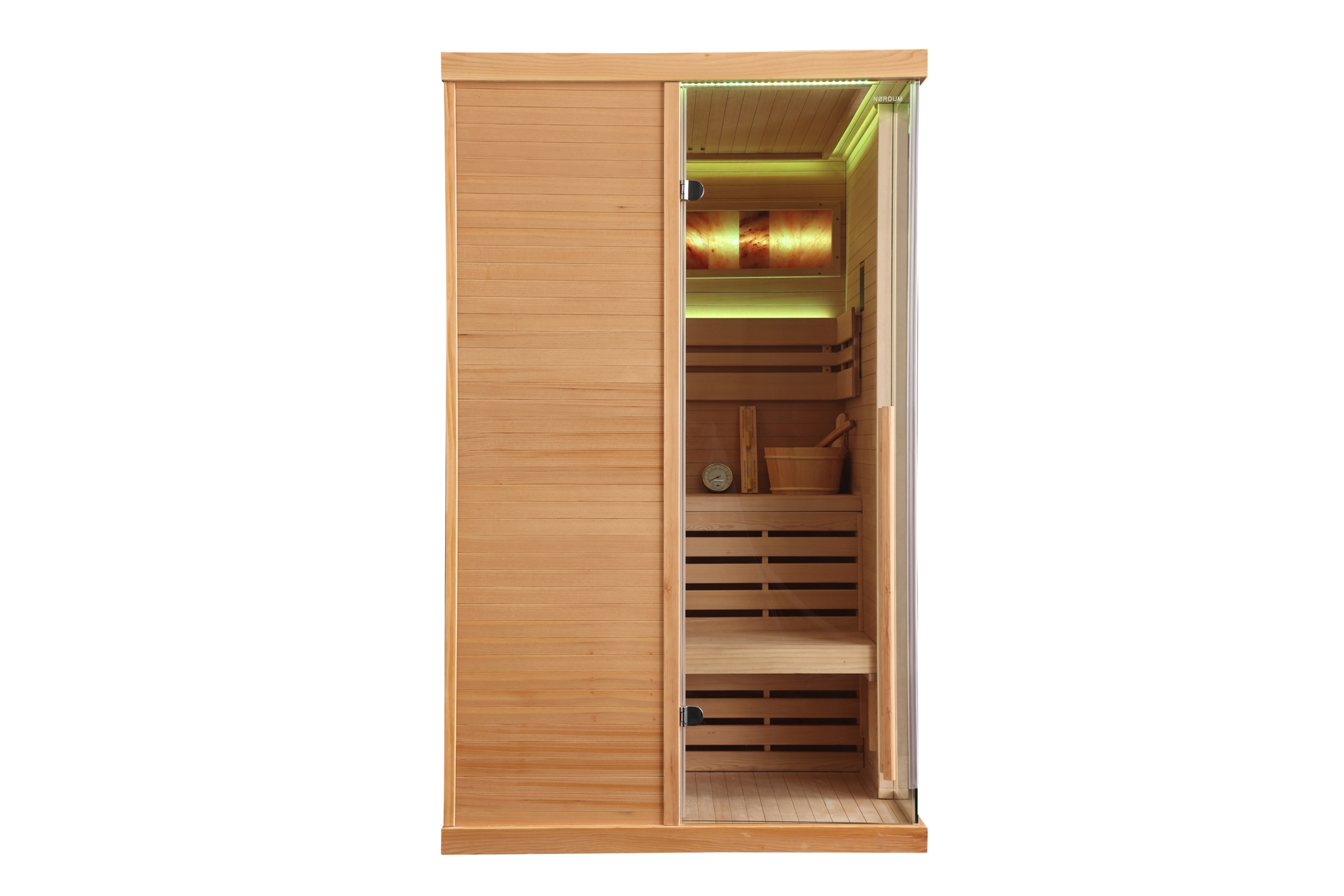 Sauna fińska narożna Nordum Pure One 2-osobowa naturalna