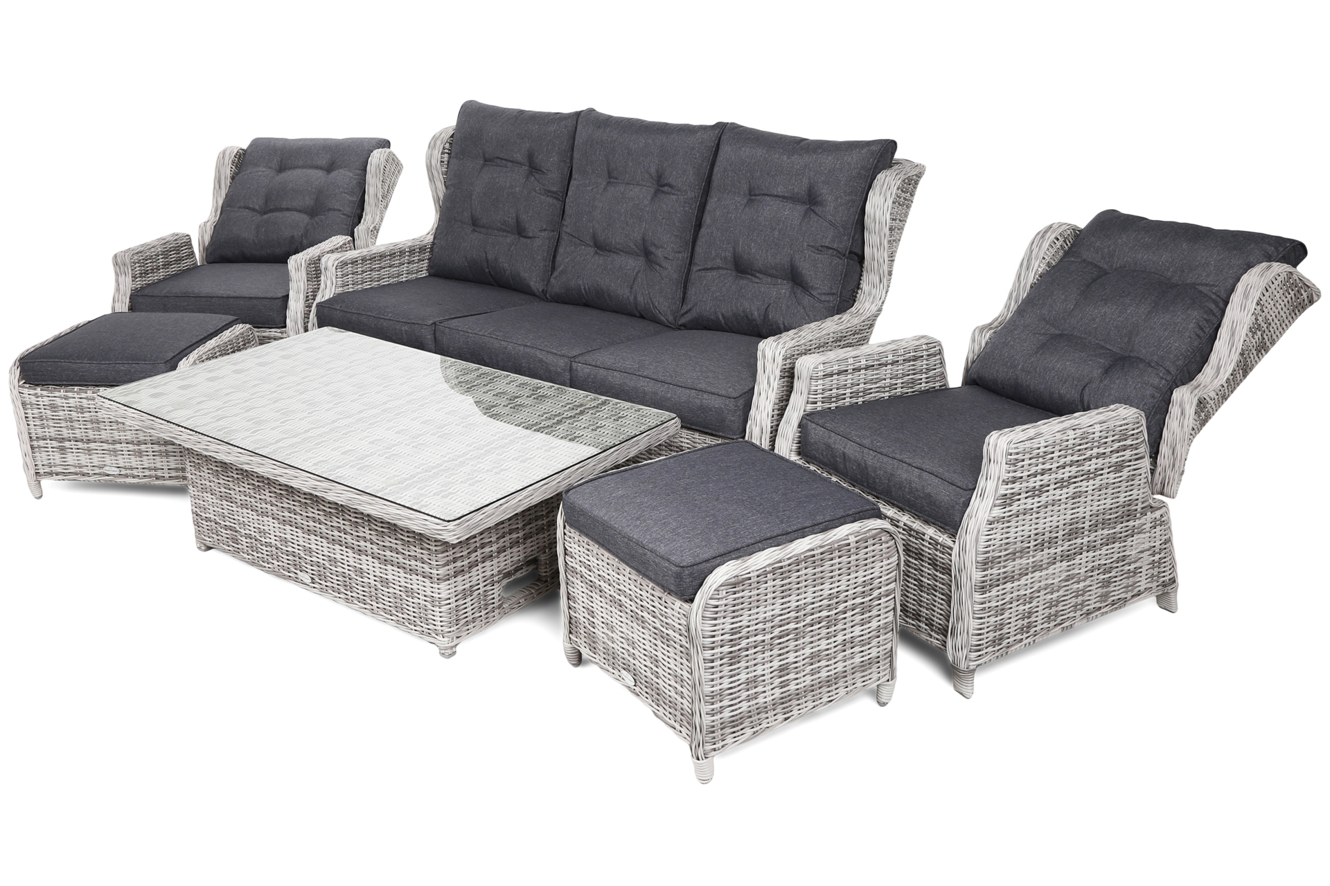 Meble ogrodowe technorattanowe Memfis Light Grey / Grey Melange