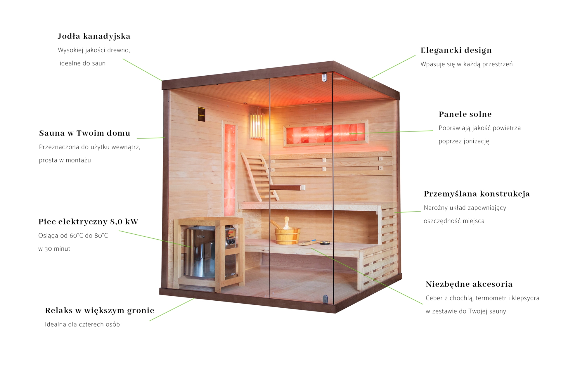 Sauna fińska narożna Nordum Pure 4-osobowa brązowa