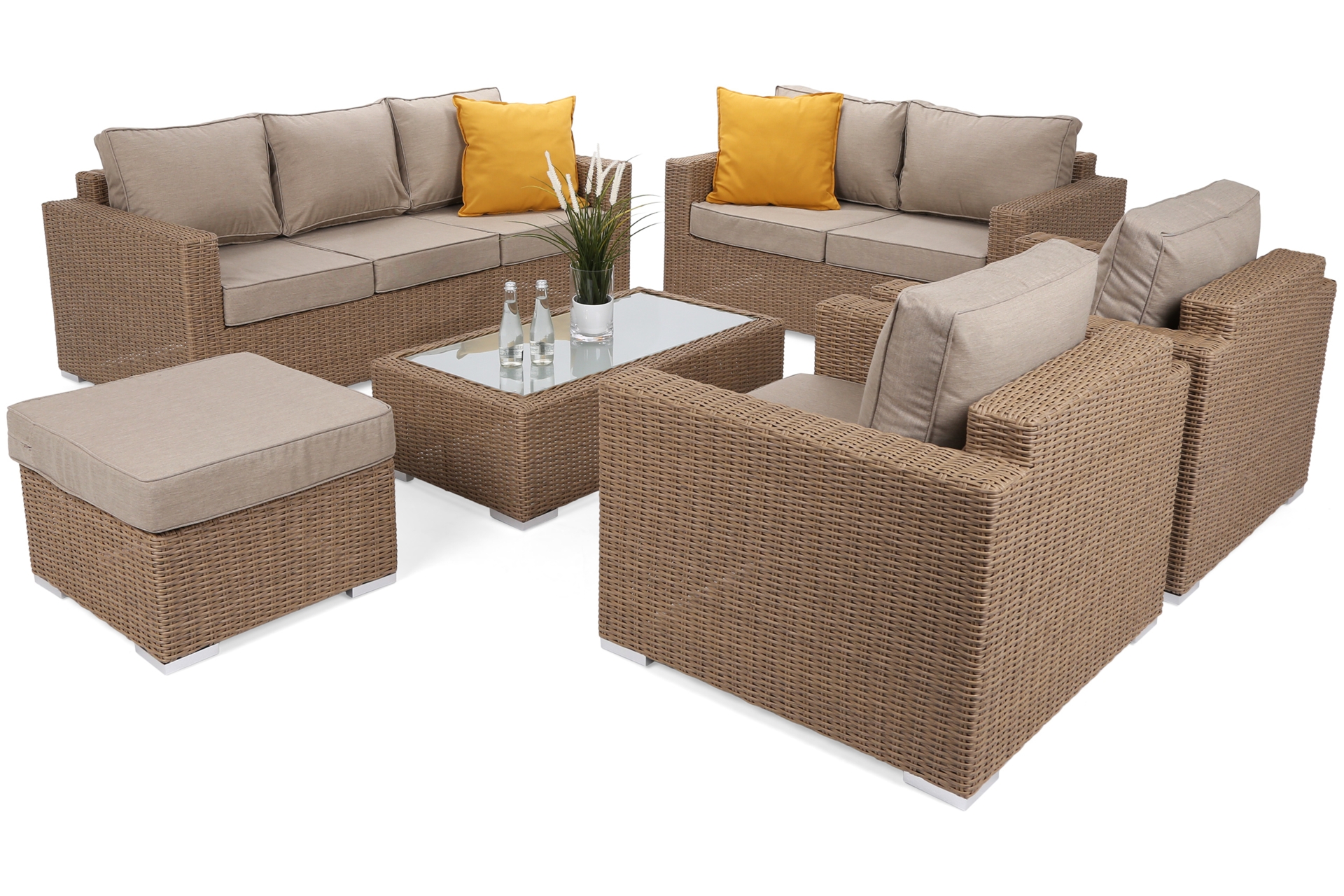 Meble ogrodowe technorattanowe Perugia Light Brown / Brown Melange - dla 8 osób Meble ogrodowe technorattanowe Perugia Light Brown / Brown Melange