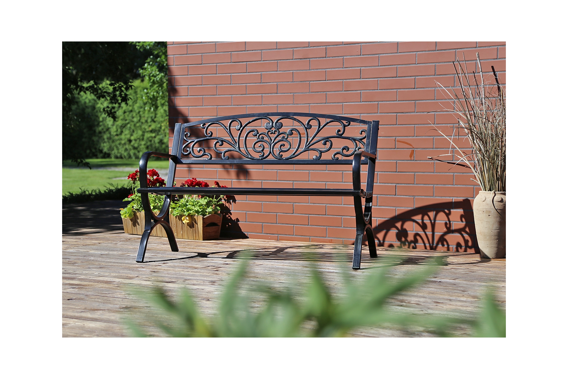 Ławka ogrodowa metalowa Flowers Green