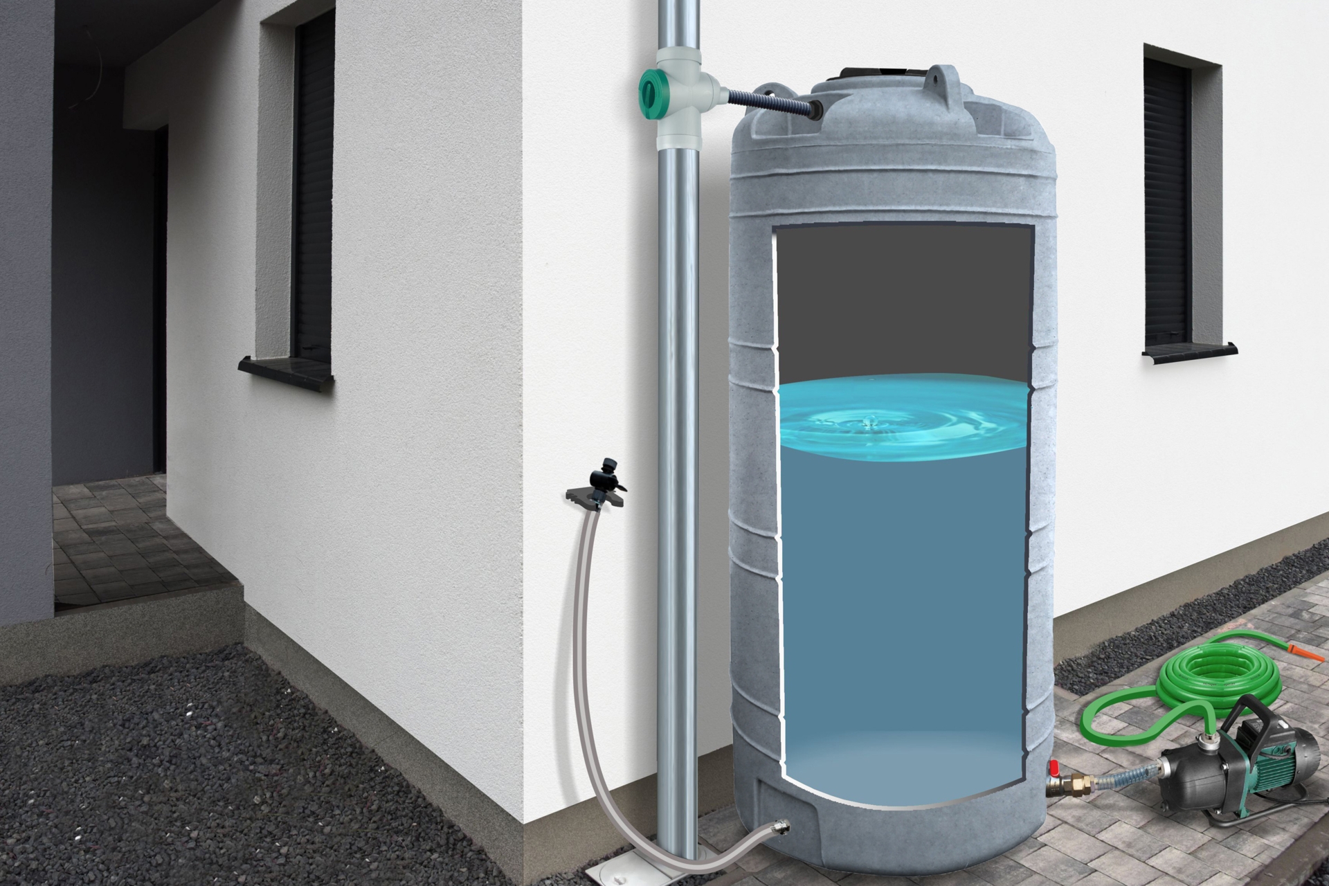 Zbiornik na deszczówkę MPI Grande 2000 l granitowy Zbiornik na deszczówkę MPI Grande 2000 l granitowy