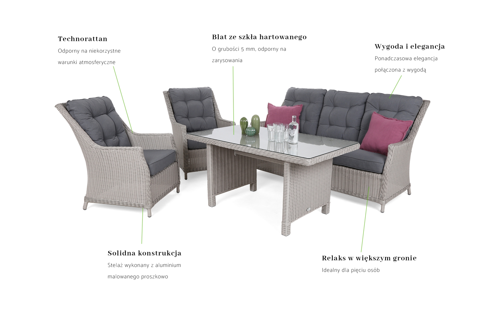 Meble ogrodowe technorattanowe Alicante White / Grey 