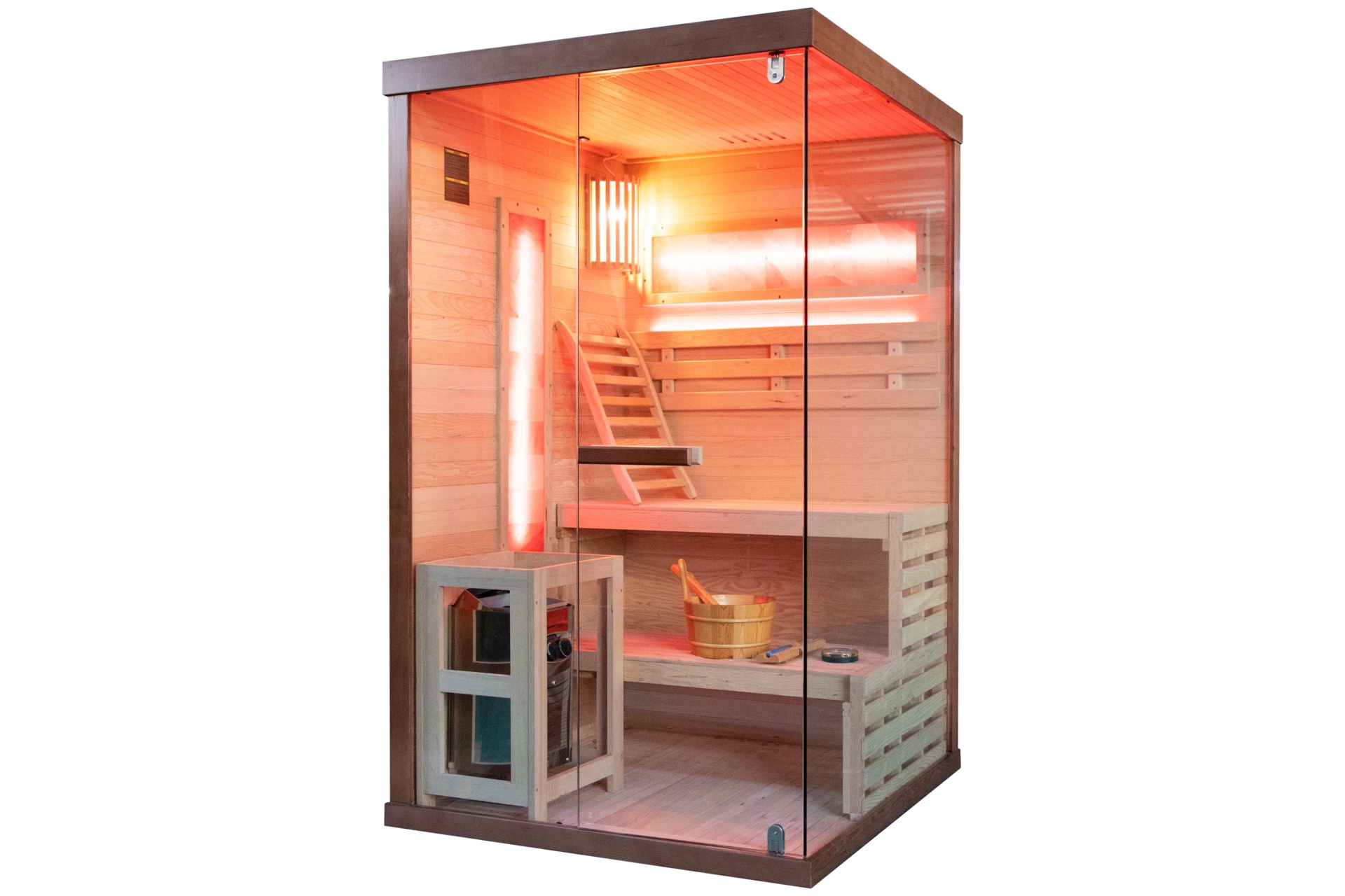 Sauna fińska narożna Nordum Pure 2-osobowa brązowa