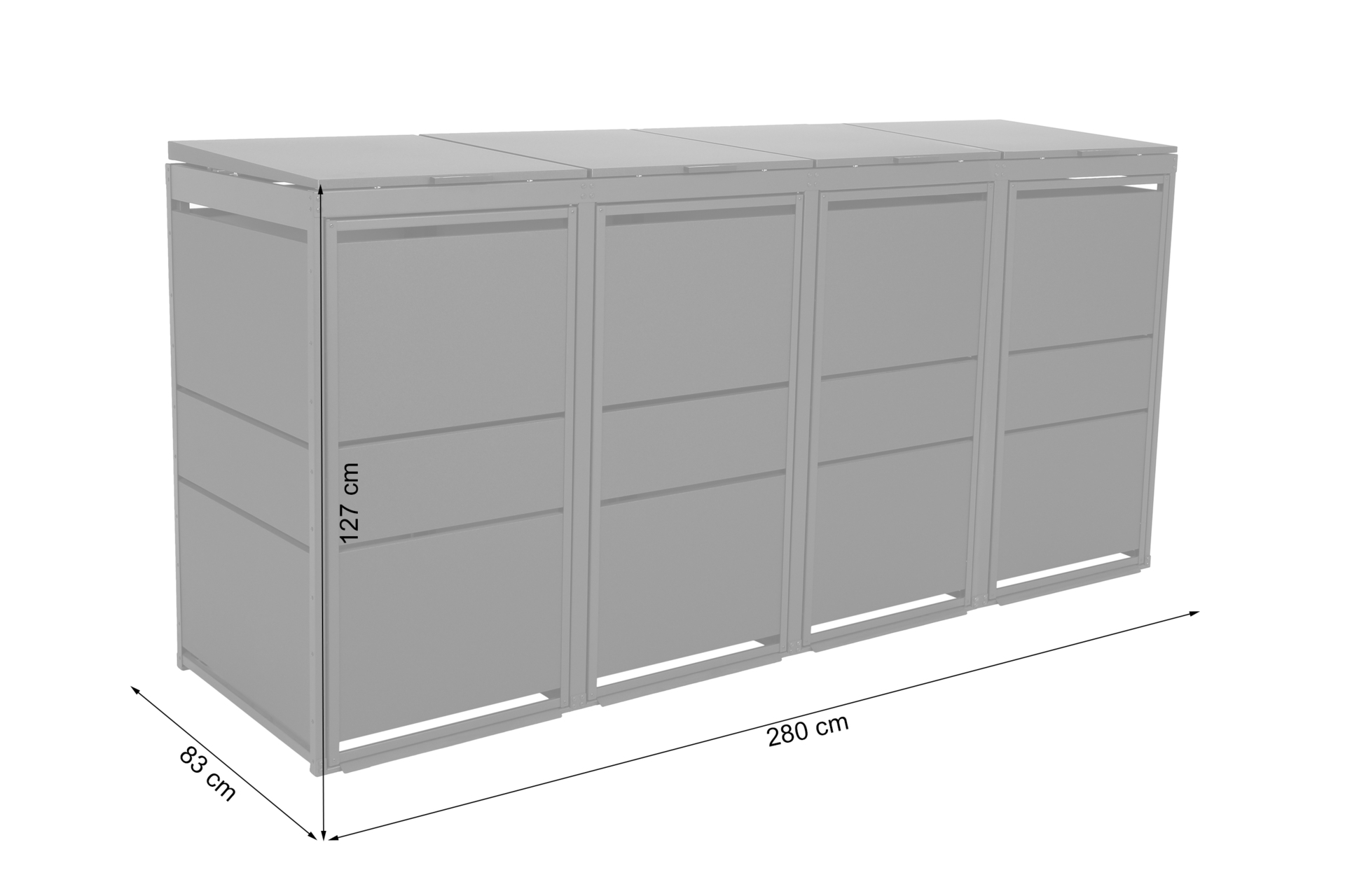 Zabudowa kosza śmietnikowego TOP BOX Premium 4 x 240 l - antracytowy - 4 moduły Zabudowa kosza śmietnikowego TOP BOX Premium 4 x 240 l