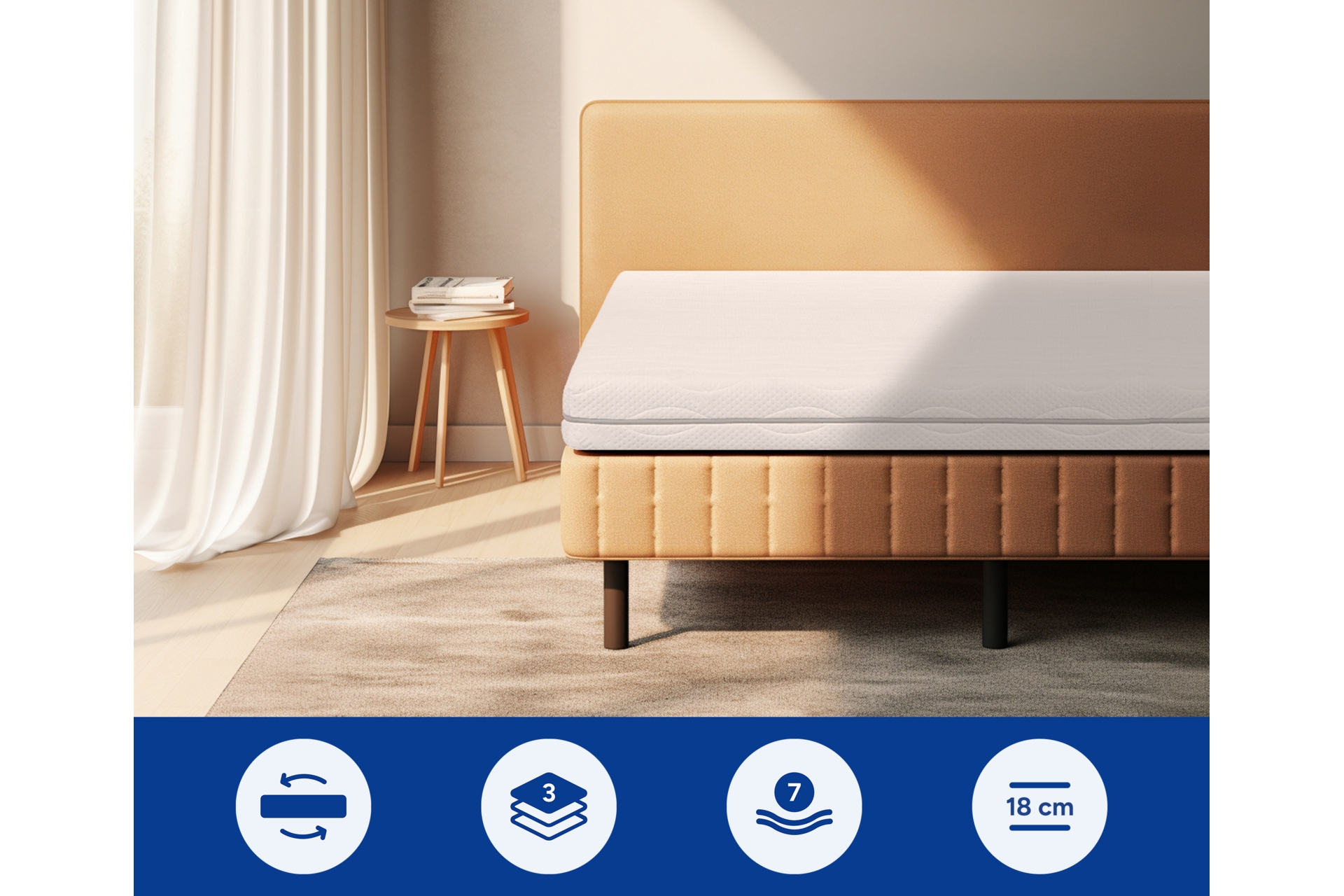 Materac piankowy Hoppo Herdwick 90 x 200 cm dwustronny