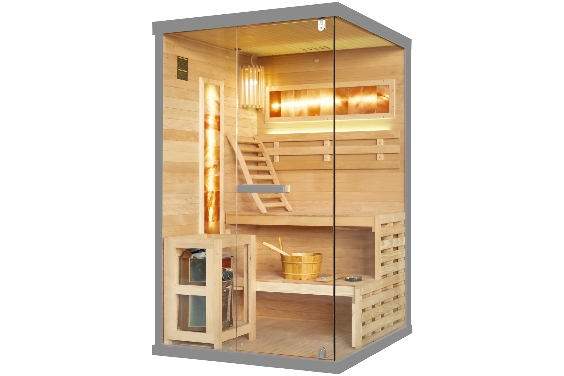 Sauna fińska narożna Nordum Pure 2-osobowa szara