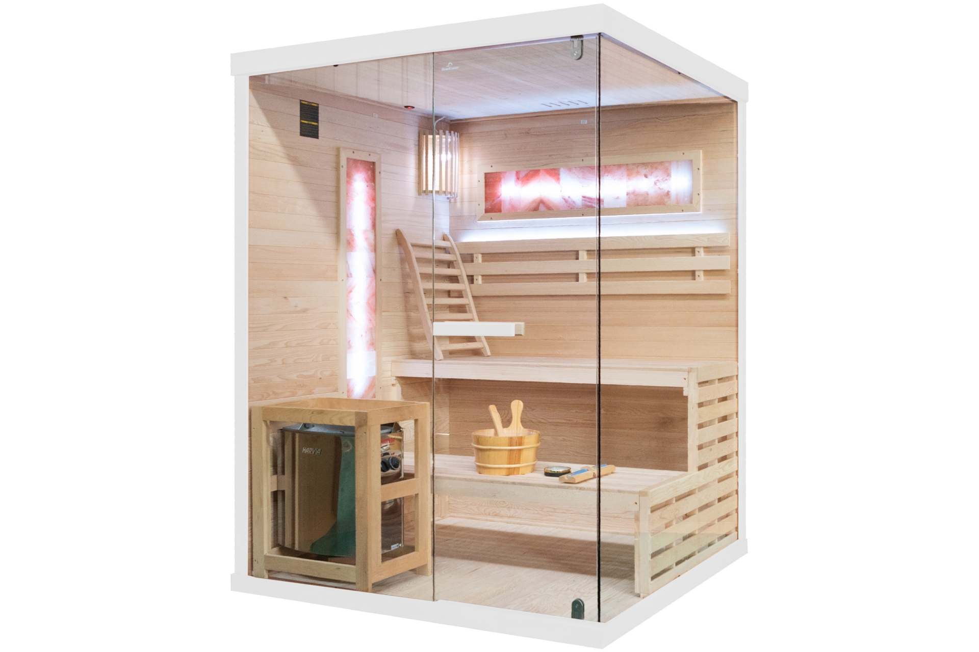Sauna fińska narożna EP3CS White z panelami solnymi