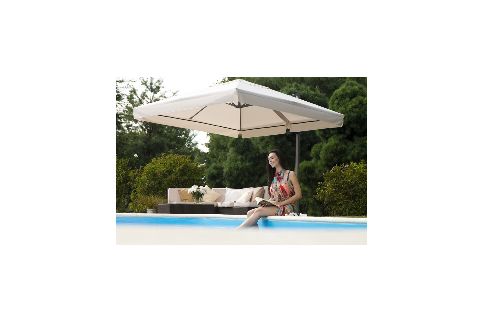 Parasol ogrodowy Rio 300 cm beżowy Parasol ogrodowy Litex Garden Rio 300 cm Silver / Ecru