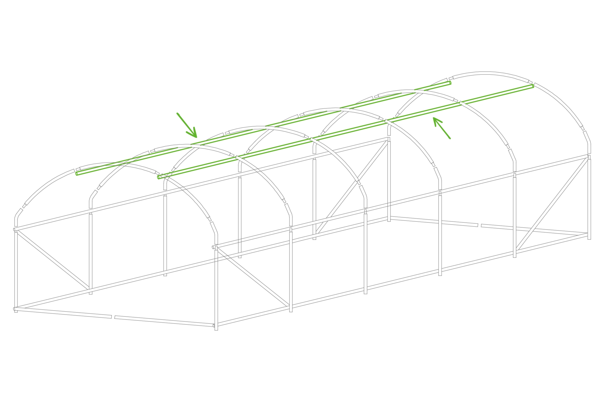 Tunel foliowy 3x8 m wzmocniony zielony
