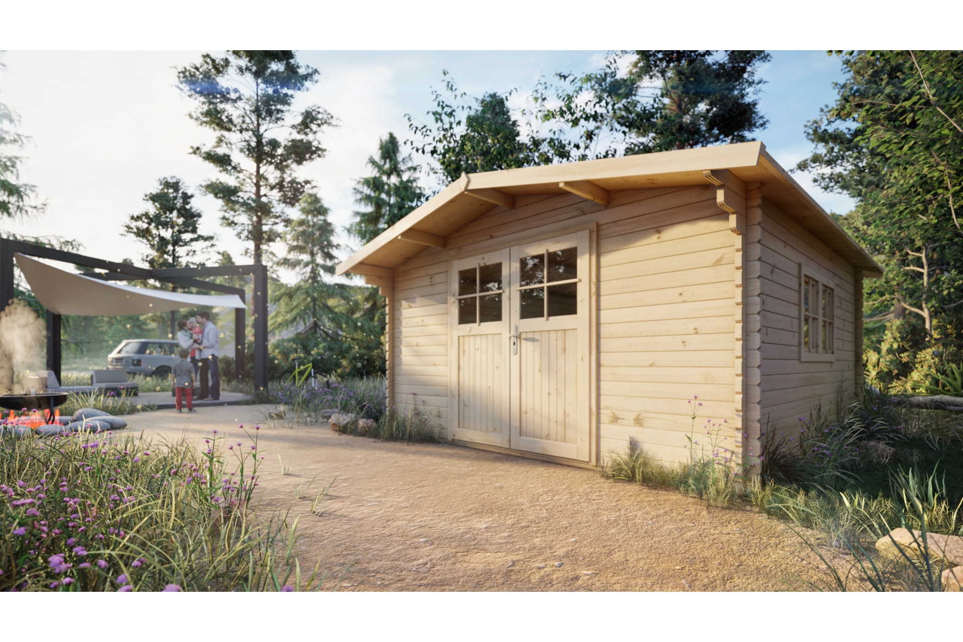 Drewniany domek ogrodowy Megiw Jaskier 452 x 482 cm Domek ogrodowy Megiw Jaskier