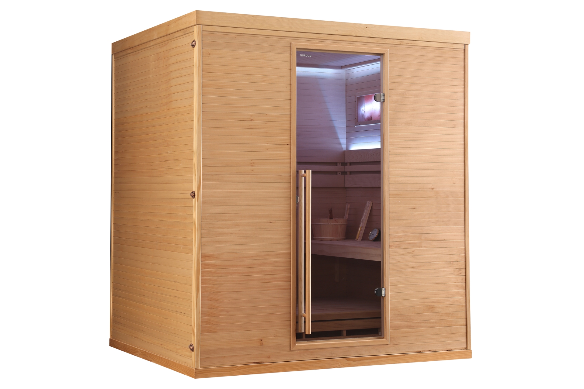 Sauna fińska narożna Nordum Pure One 5-osobowa naturalna