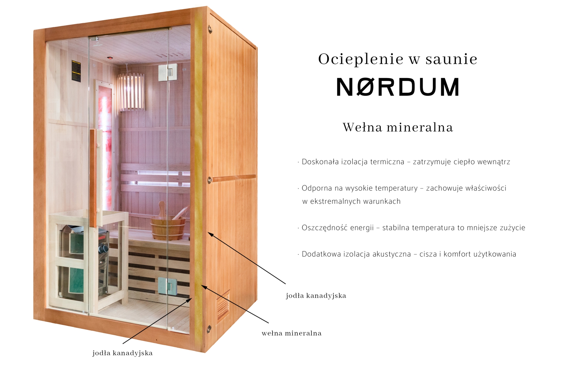 Sauna fińska Nordum Solea 2-osobowa naturalna - z panelami solnymi - drewniana Sauna fińska Nordum Solea 2-osobowa naturalna
