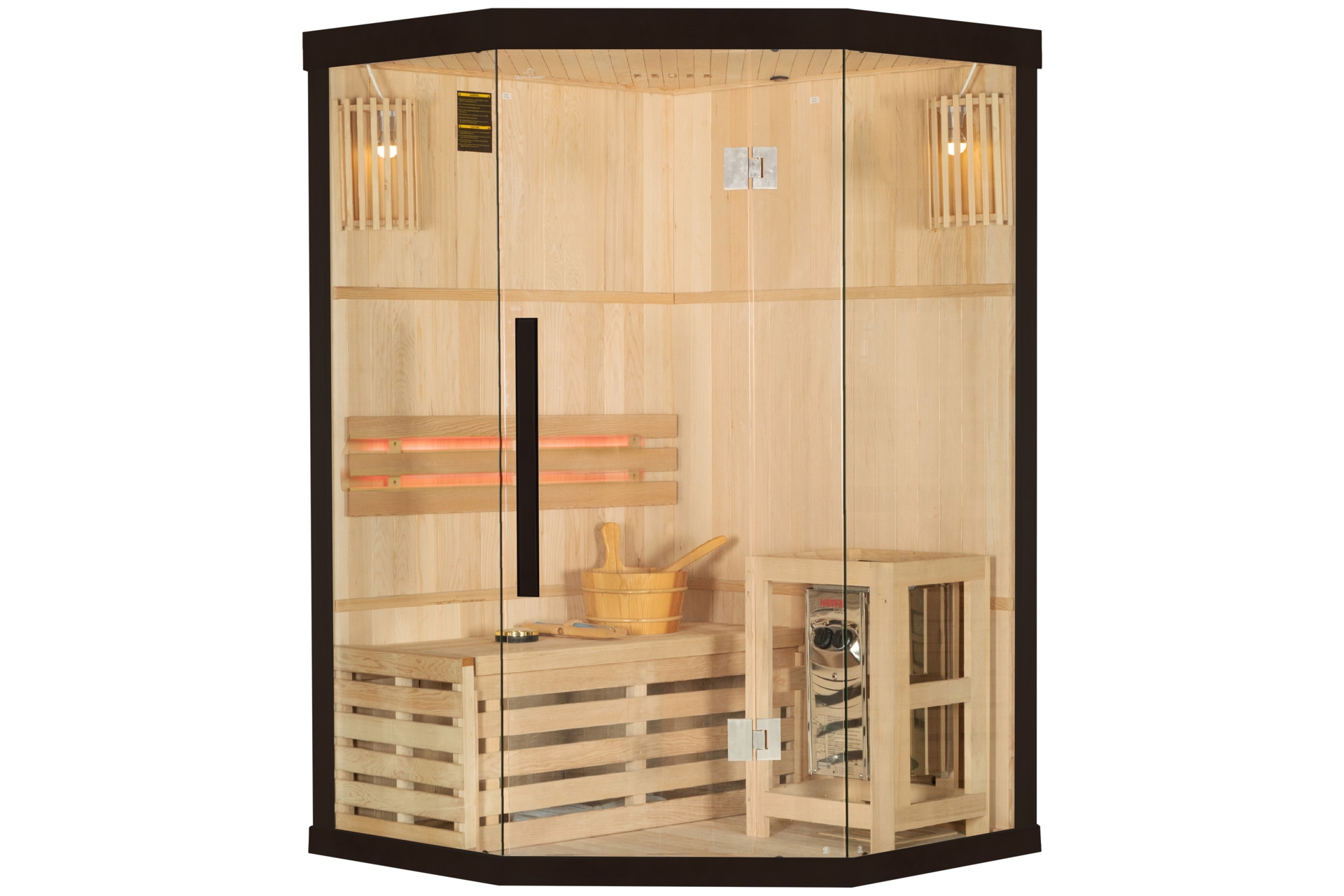 Sauna fińska narożna EA2C Black z piecem