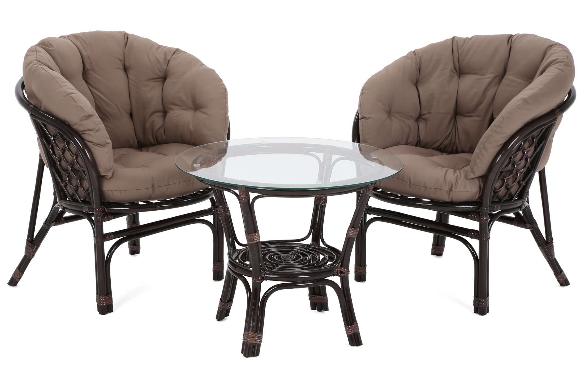 Komplet rattanowych mebli ogrodowych - idealnych na balkon i taras Meble ogrodowe rattanowe Bahama Brown / Cappuccino 2+1