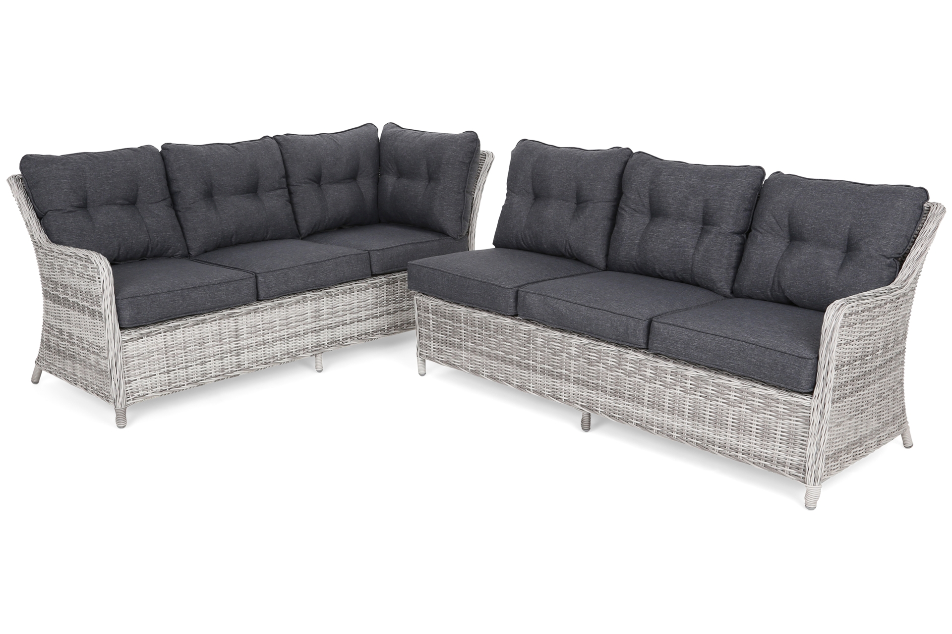 Narożne meble ogrodowe technorattanowe lewe California - jasnoszare - dla 8 osób Narożny zestaw mebli ogrodowych lewy California Light Grey / Grey Melange