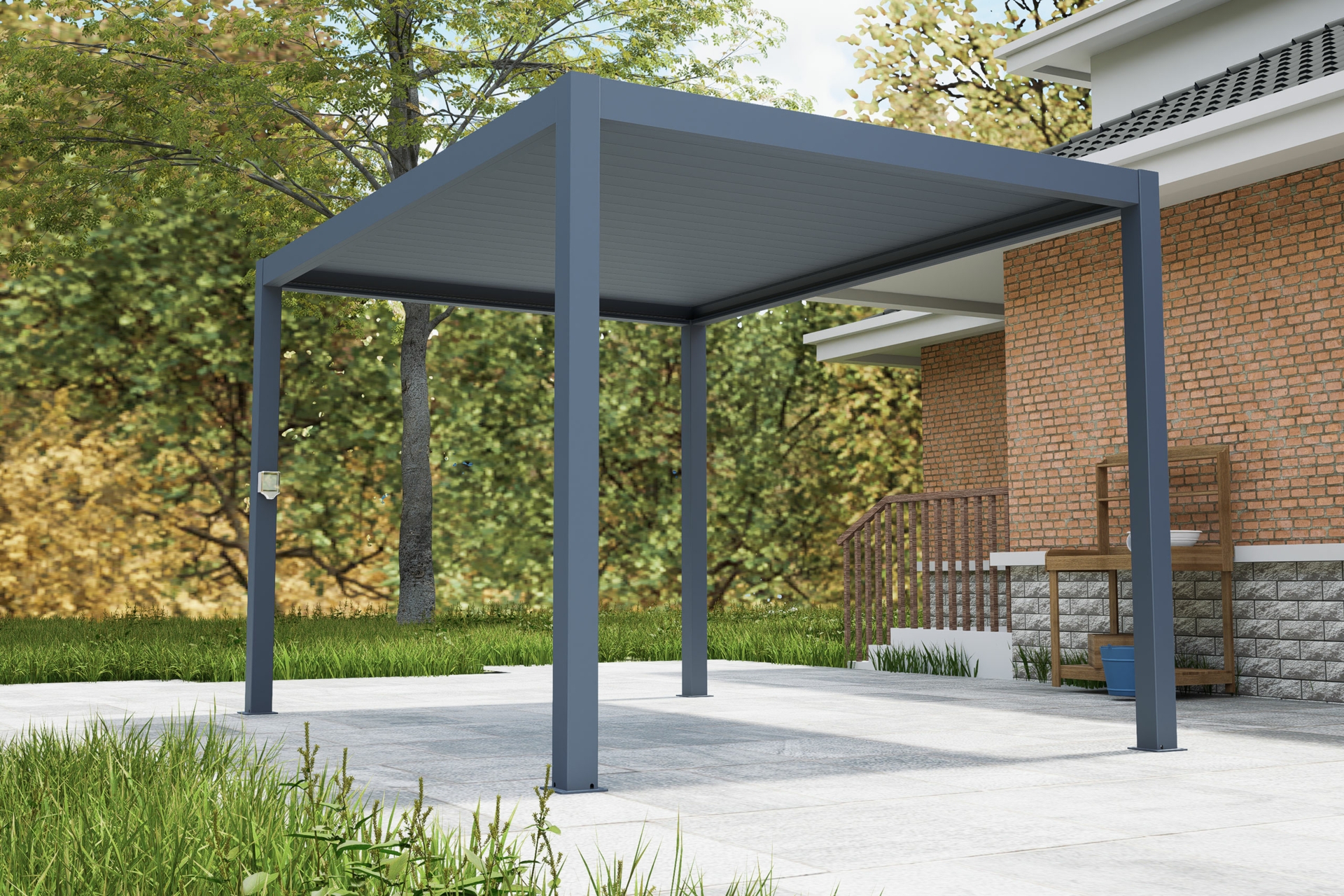 Pergola ogrodowa elektryczna Schatler Nova Lux Alu 8x4 m z oświetleniem LED