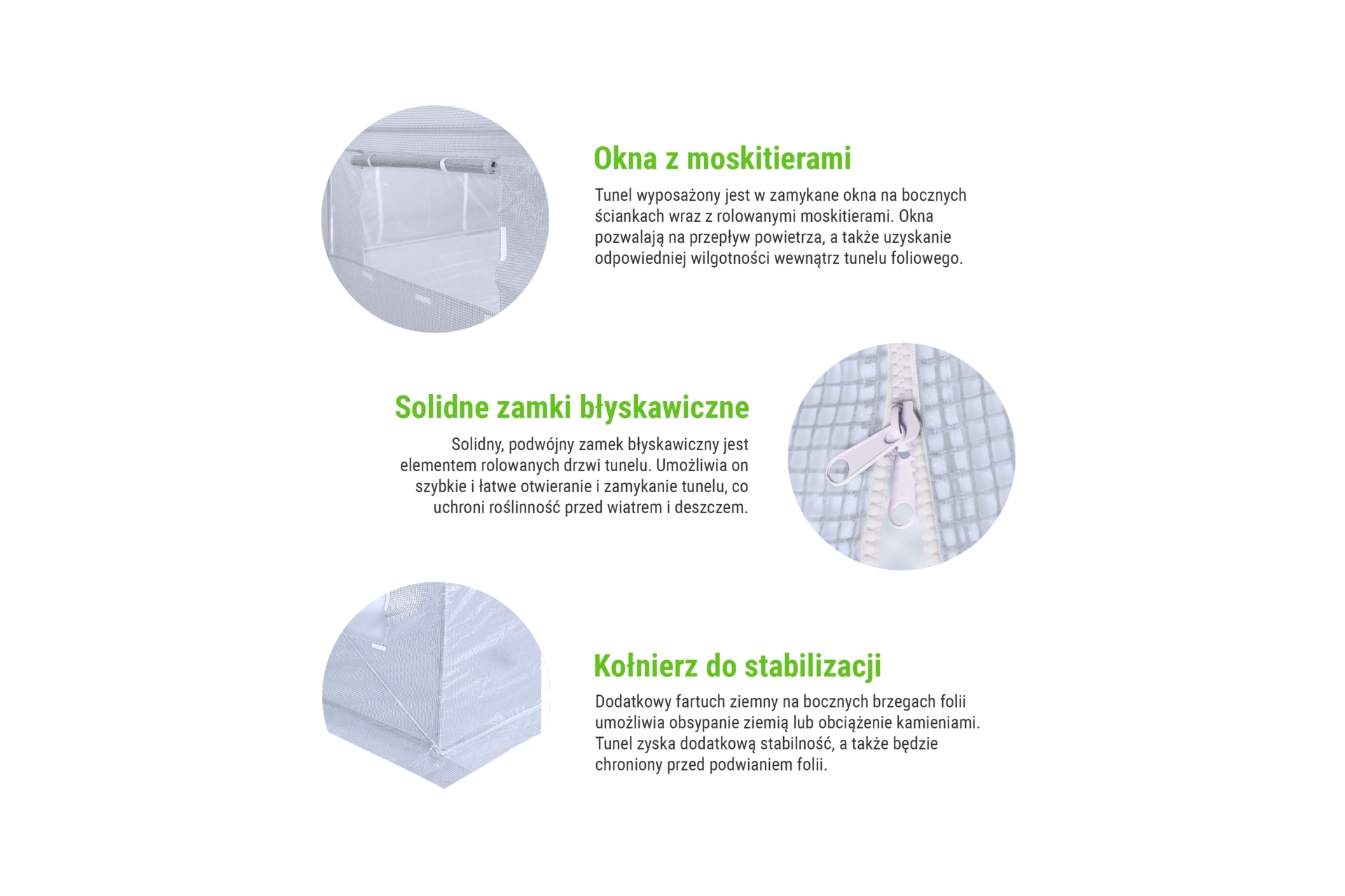 Tunel foliowy 3x4,5 m biały Tunel foliowy 3x4,5 m wzmocniony biały