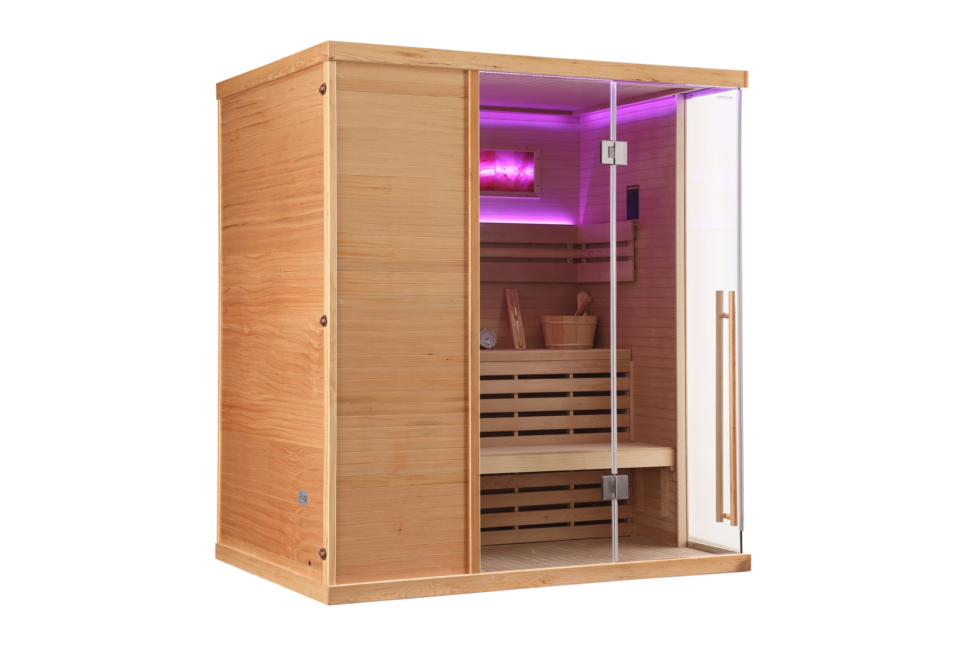 Sauna fińska narożna Nordum Pure One 4-osobowa naturalna