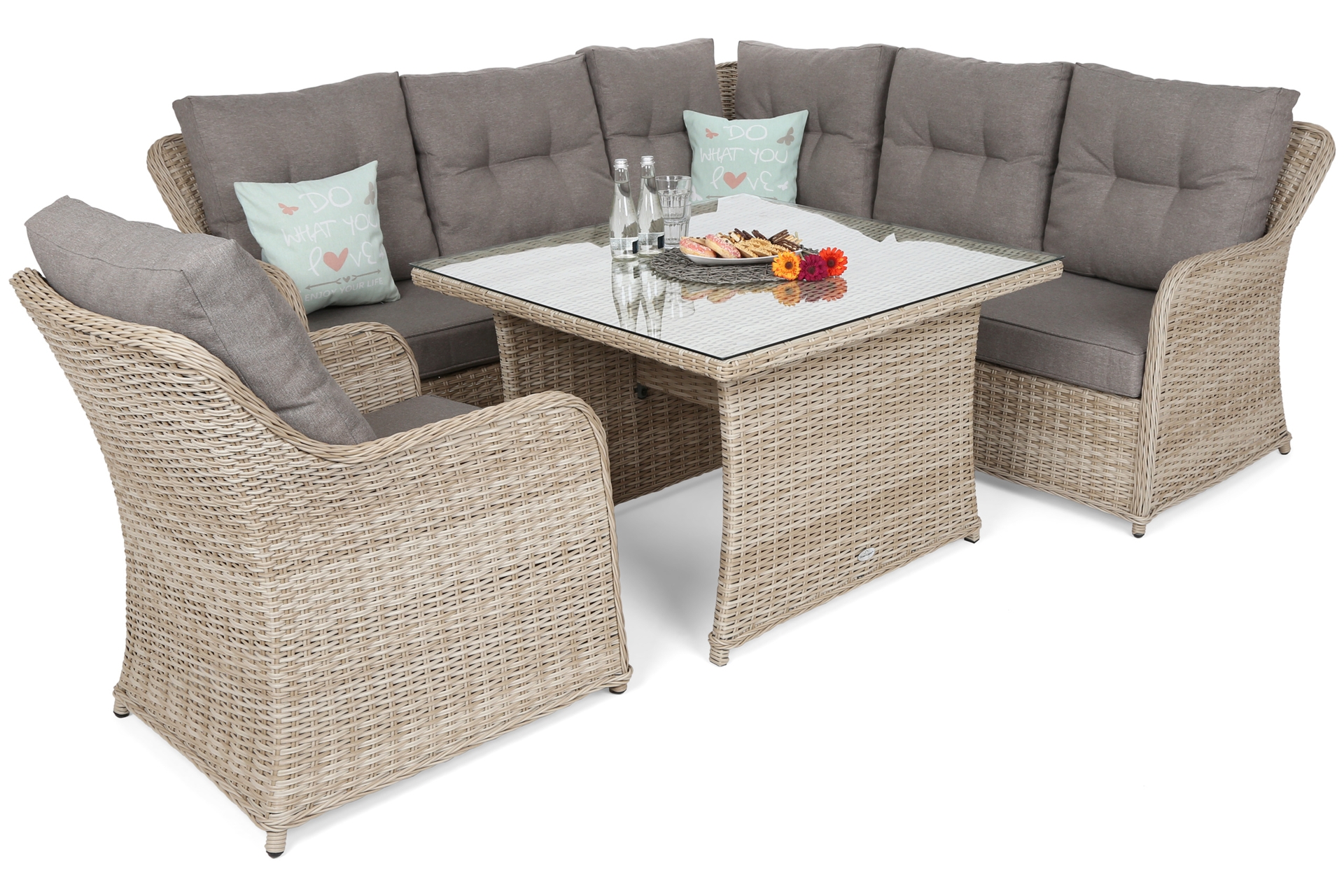 Narożny zestaw mebli ogrodowych Bergamo Beige / Beige Melange