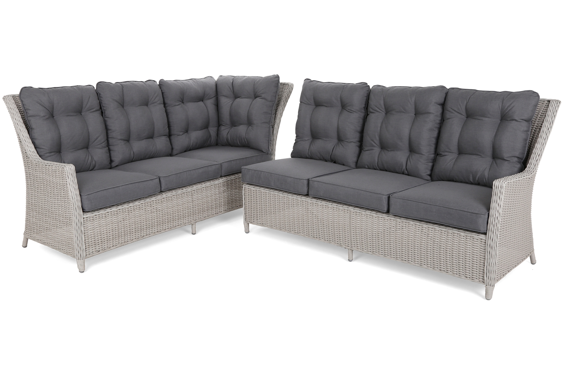 Narożnik ogrodowy technorattanowy lewy Alicante - biały - dla 6 osób Narożnik technorattanowy lewy Alicante White / Grey