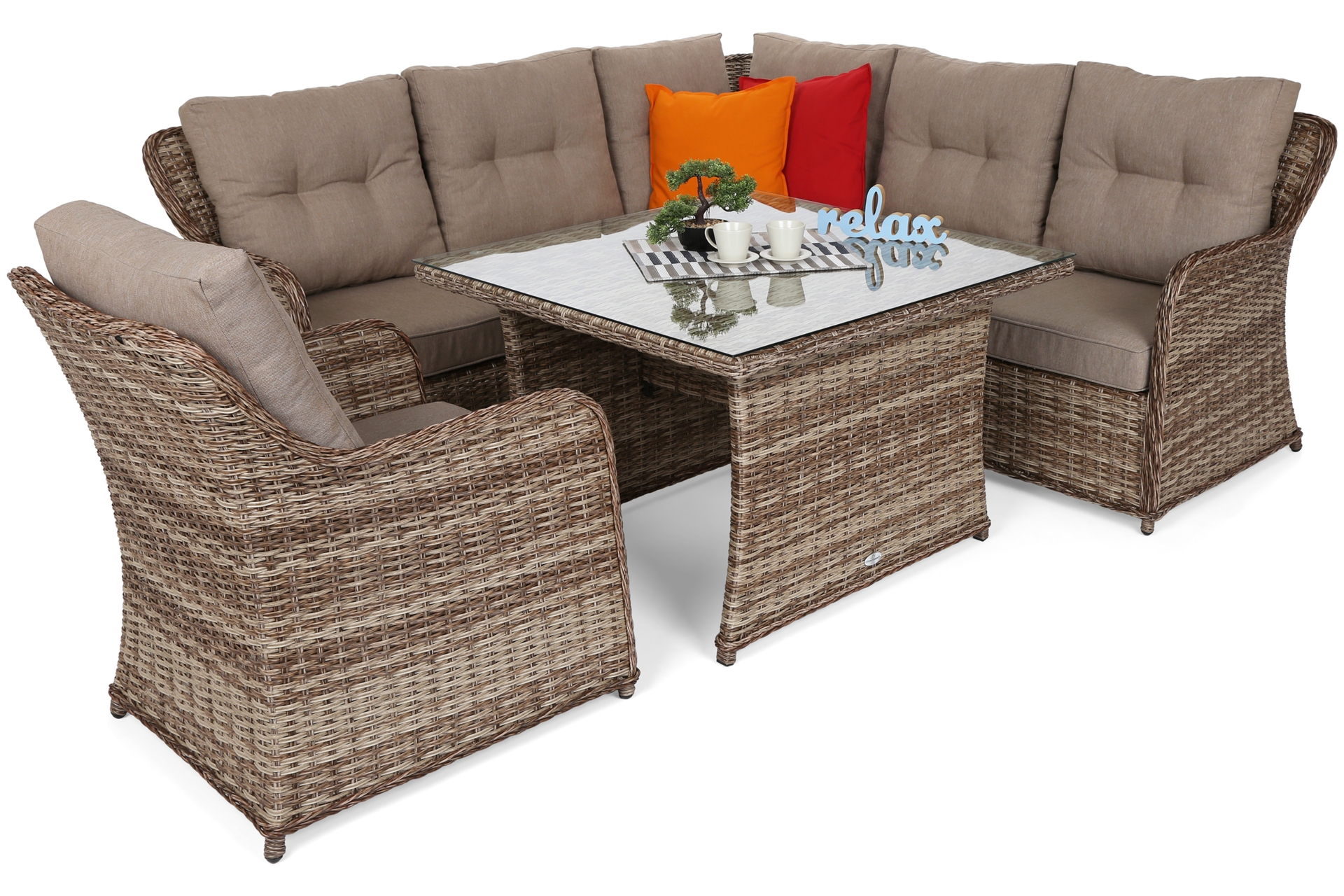 Narożny zestaw mebli ogrodowych Bergamo Ginger / Brown Melange