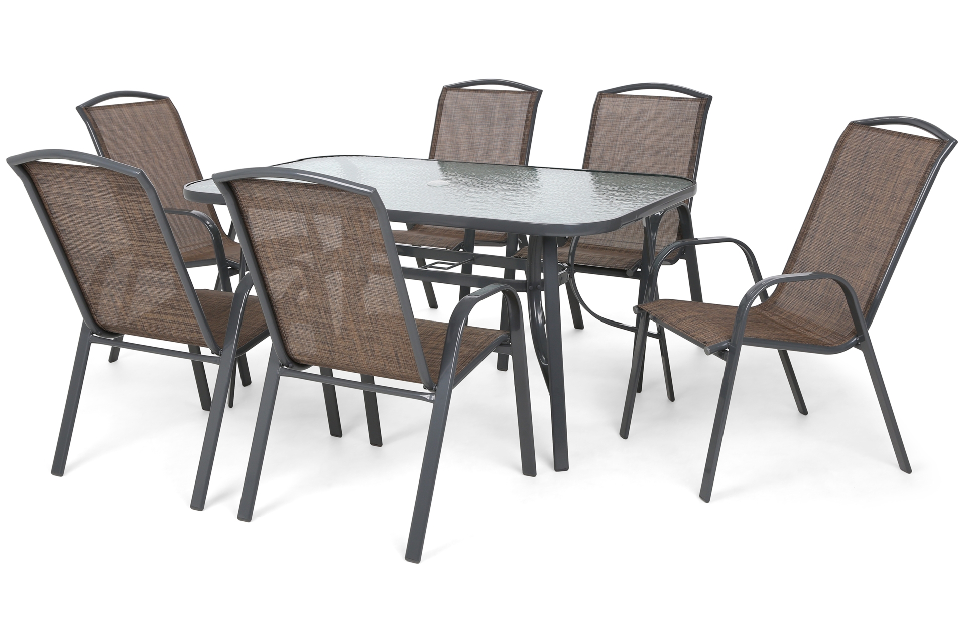 Meble ogrodowe metalowe Sevilla 145 cm Atlanta Grey / Brown Melange 6+1